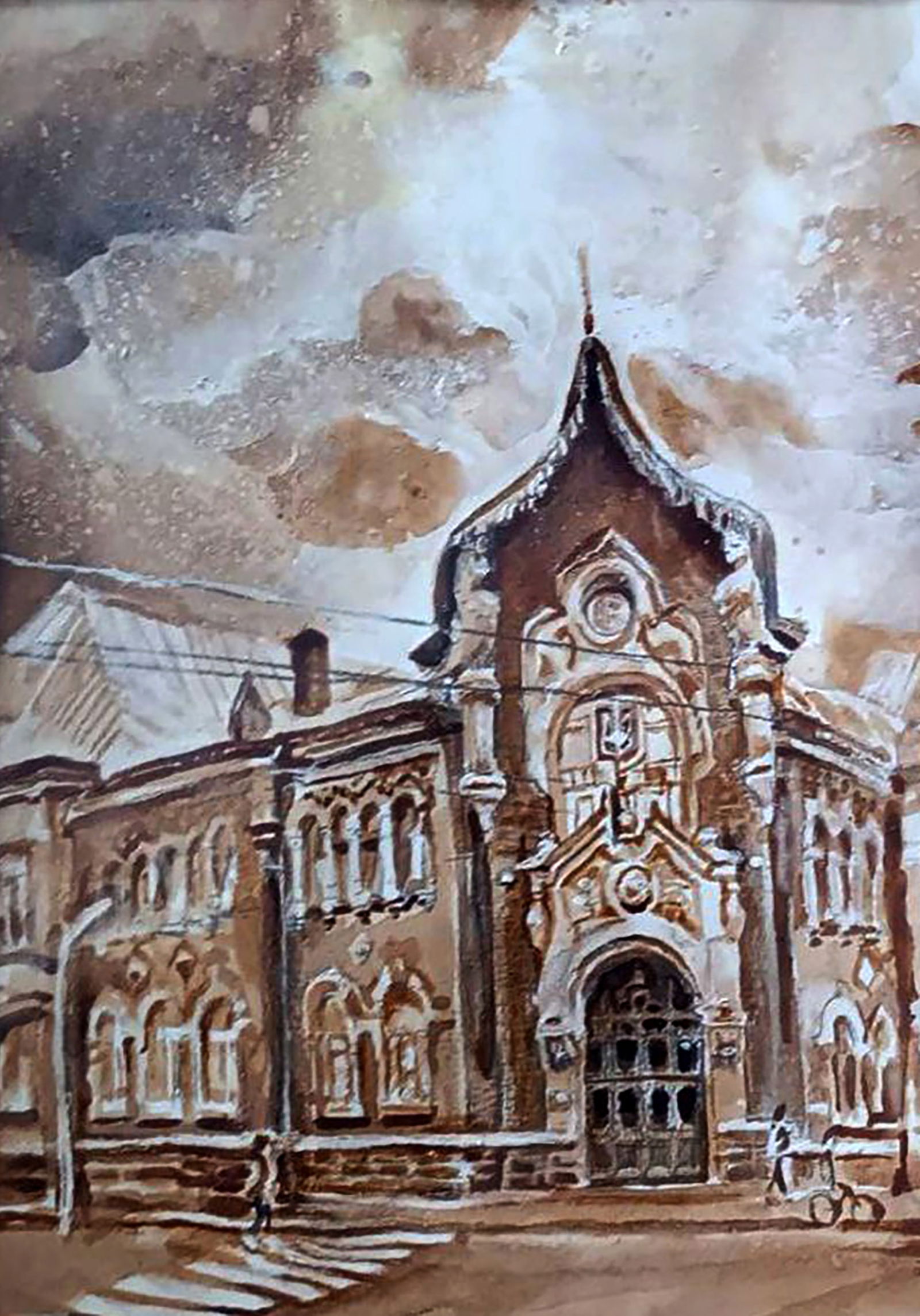 Watercolor painting The central part of the city Elena Yurko - 3
