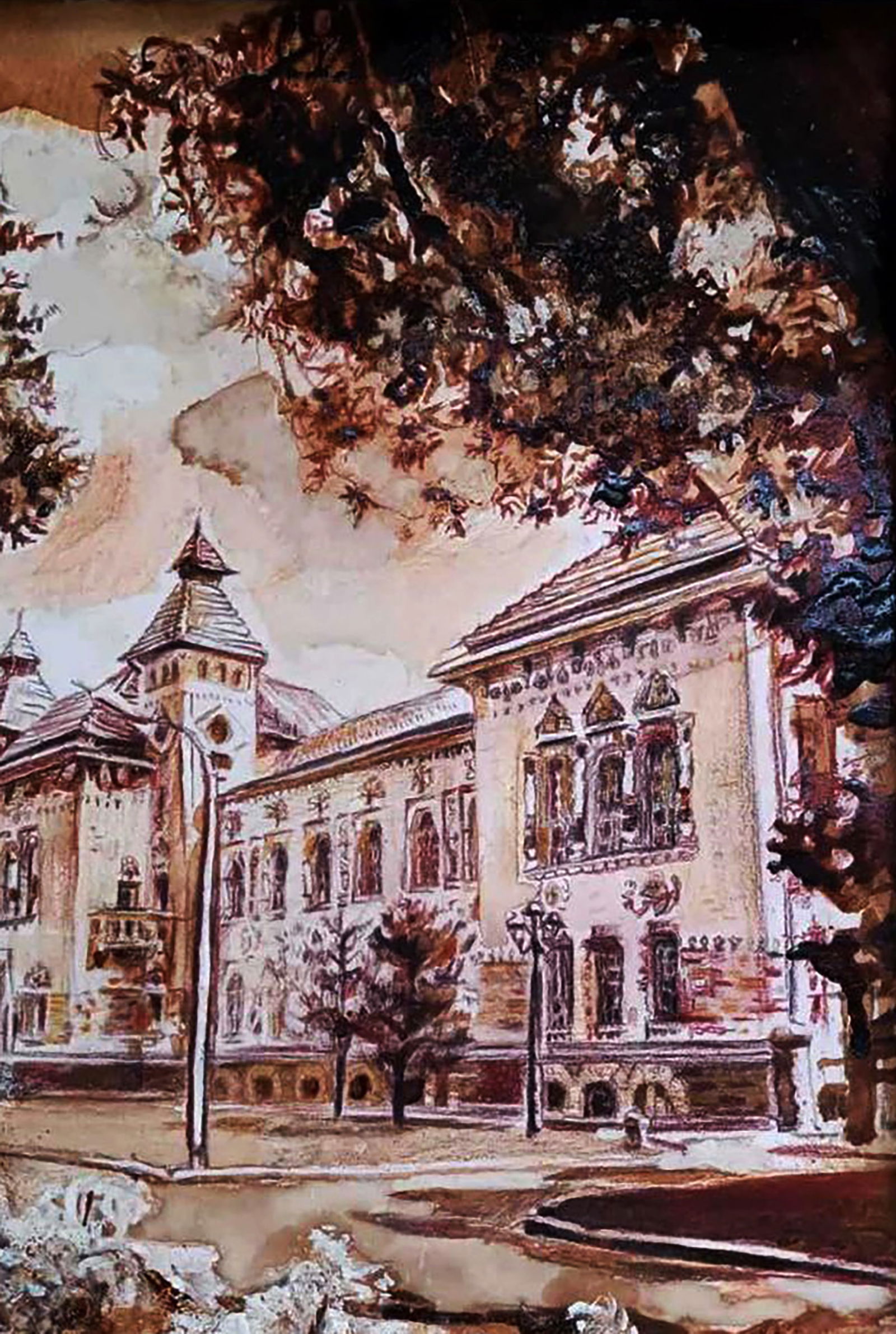 Watercolor painting City Museum and Park Elena Yurko - 4