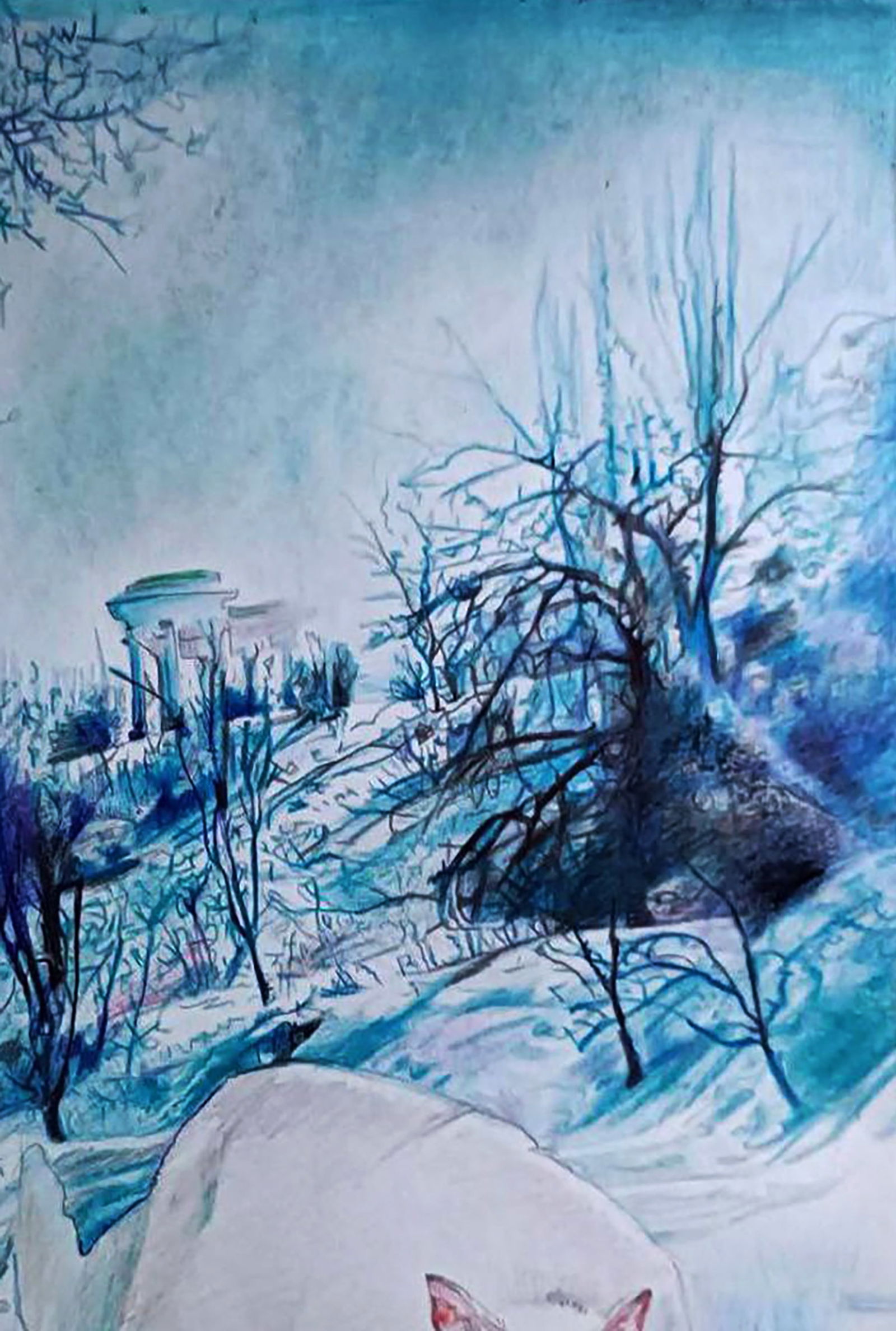 Color pencil painting A walk through the winter forest Elena Yurko - 4