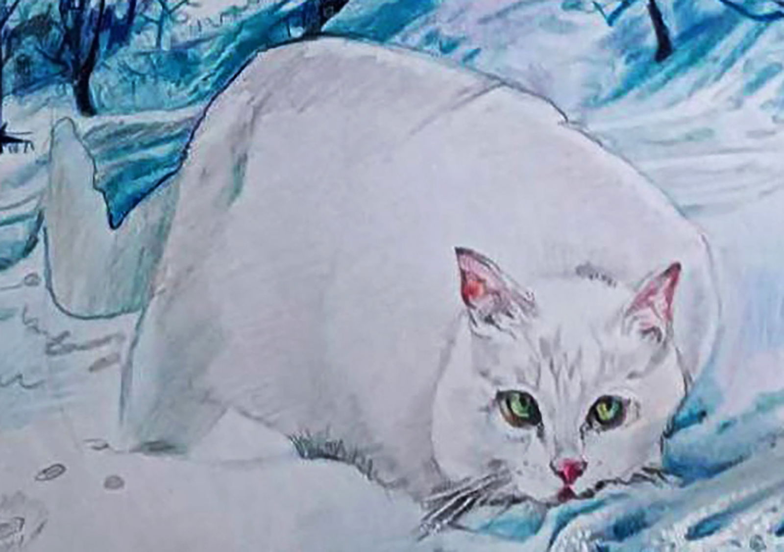 Color pencil painting A walk through the winter forest Elena Yurko - 7