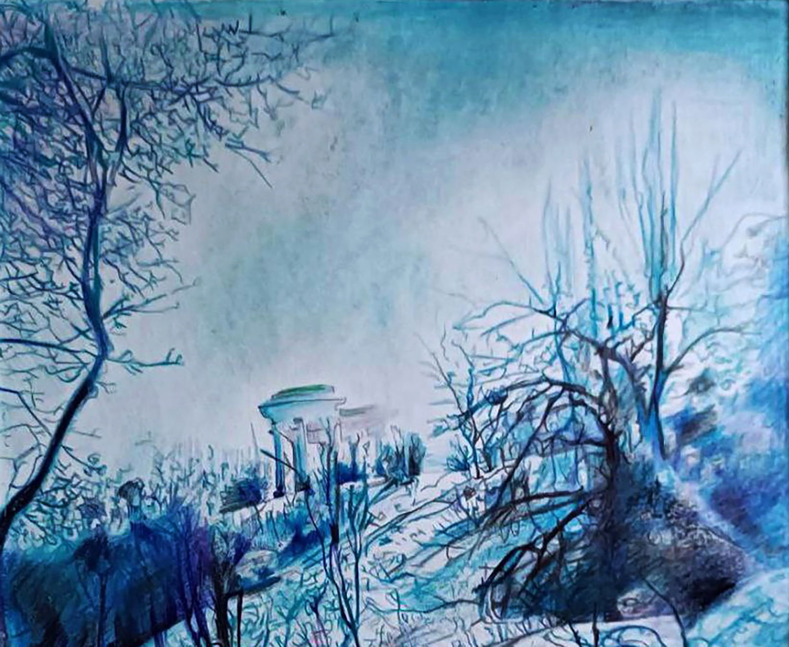 Color pencil painting A walk through the winter forest Elena Yurko - 8