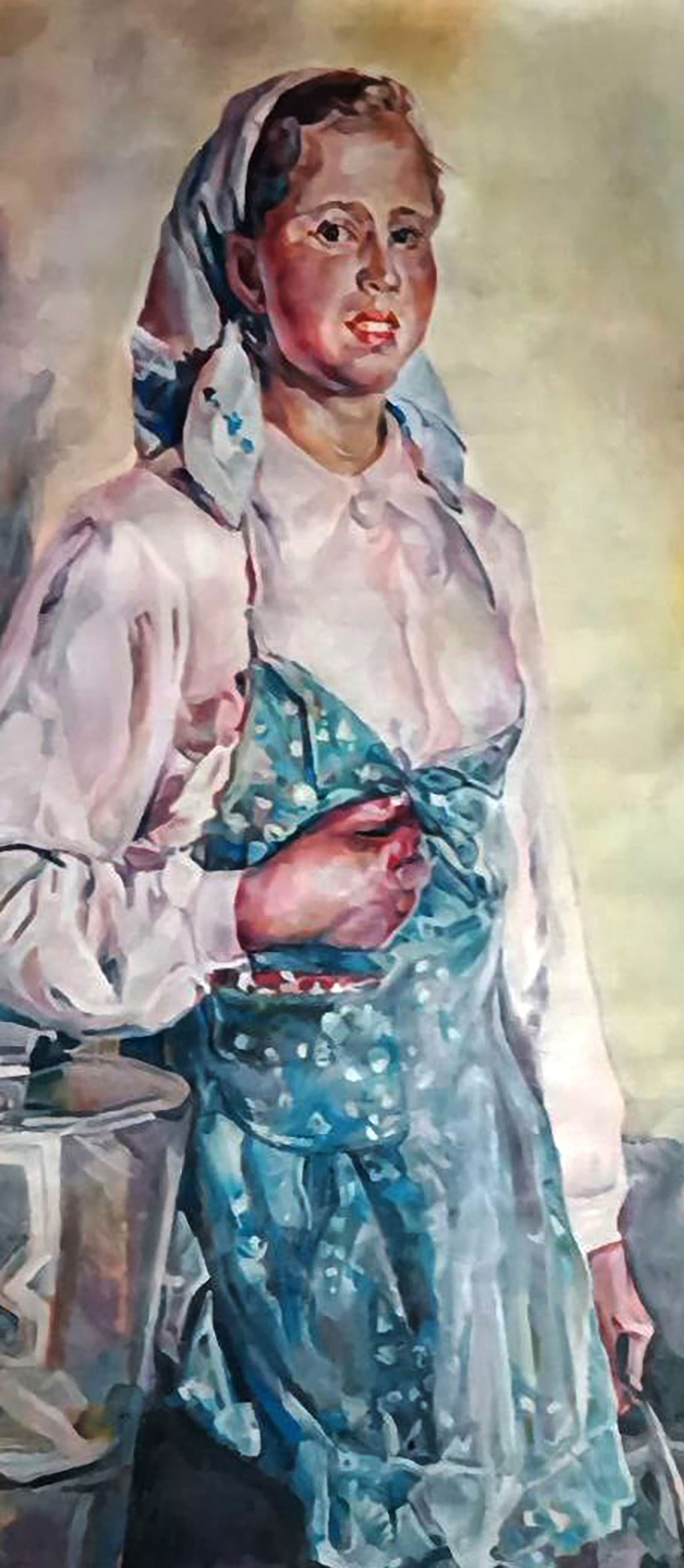 Oil painting A village girl with a bucket Elena Yurko - 3