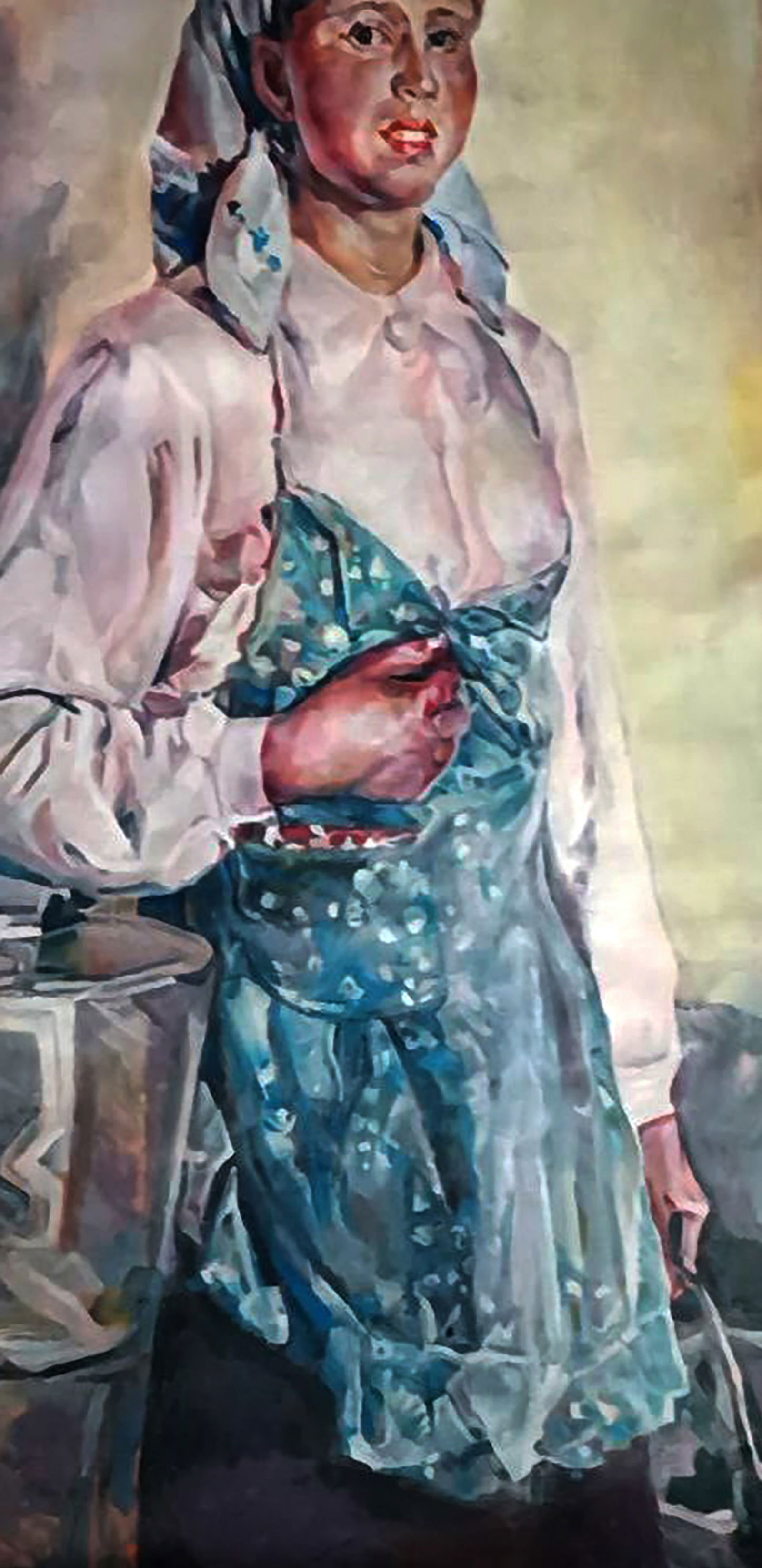 Oil painting A village girl with a bucket Elena Yurko - 5