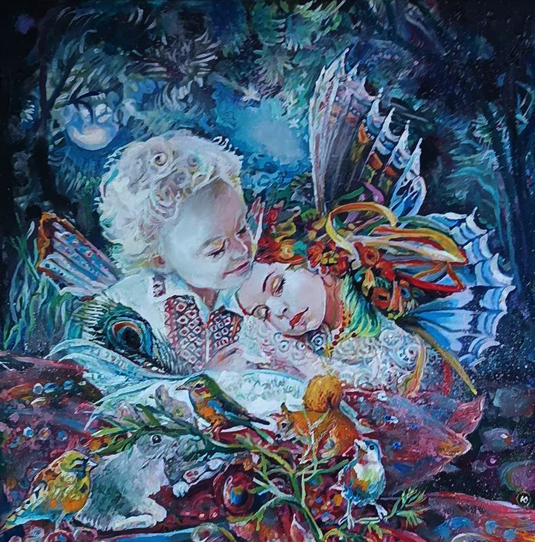 Oil painting Fairytale forest in dreams Elena Yurko: Title: Oil painting Fairytale forest in dreams Elena Yurko Description: 19YURK Painter: Elena Yurko Size: 40?40 cm/15.74x15.74 inches Components: oil, canvas Original painting CONDITION: excellent 