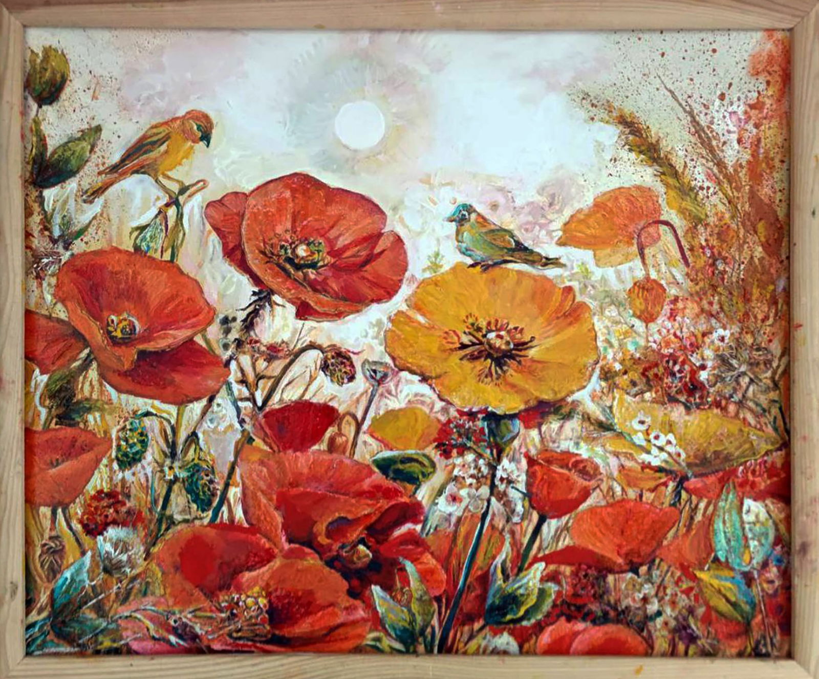 Oil painting Among the poppies Elena Yurko: Title: Oil painting Among the poppies Elena Yurko Description: 21YURK Painter: Elena Yurko Size: 50?60 cm/19.68x23.62 inches Components: oil, acrylic, canvas Original painting CONDITION: excellent 