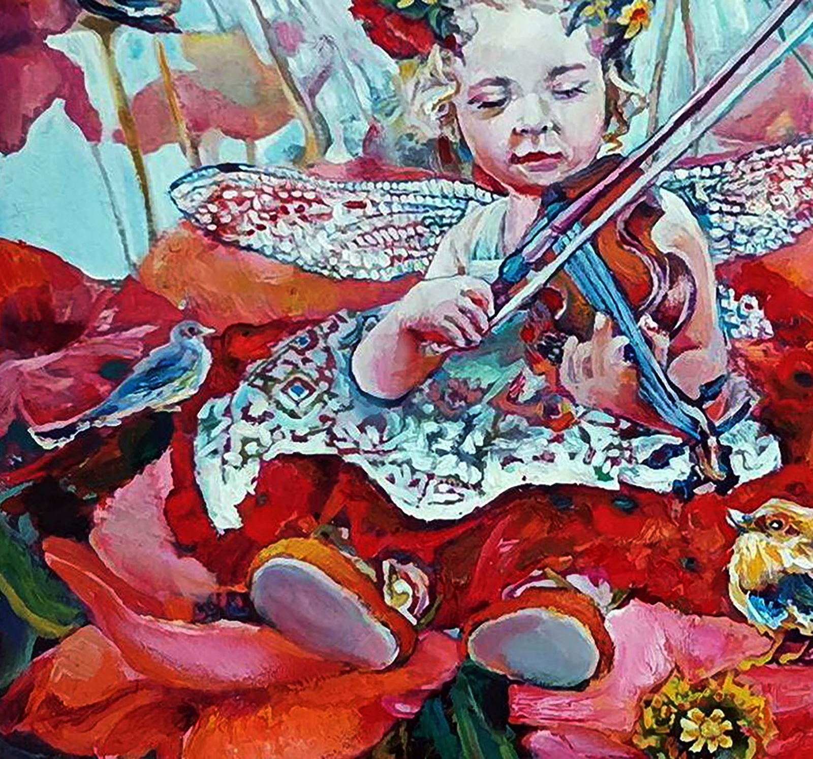 Oil painting A dragonfly child plays the violin Elena Yurko - 4