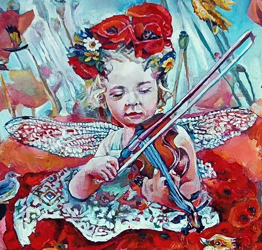 Oil painting A dragonfly child plays the violin Elena Yurko - 6