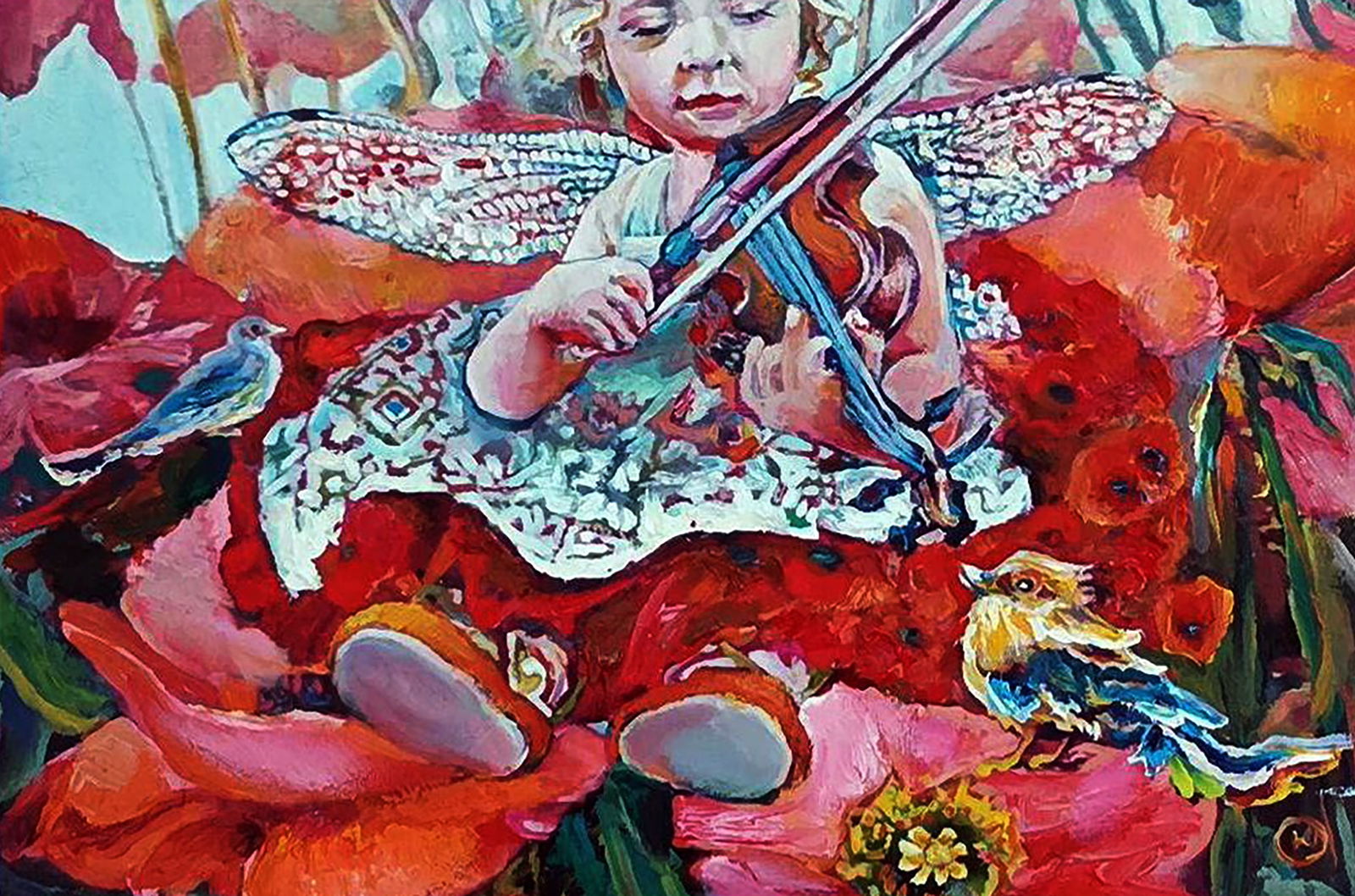 Oil painting A dragonfly child plays the violin Elena Yurko - 7