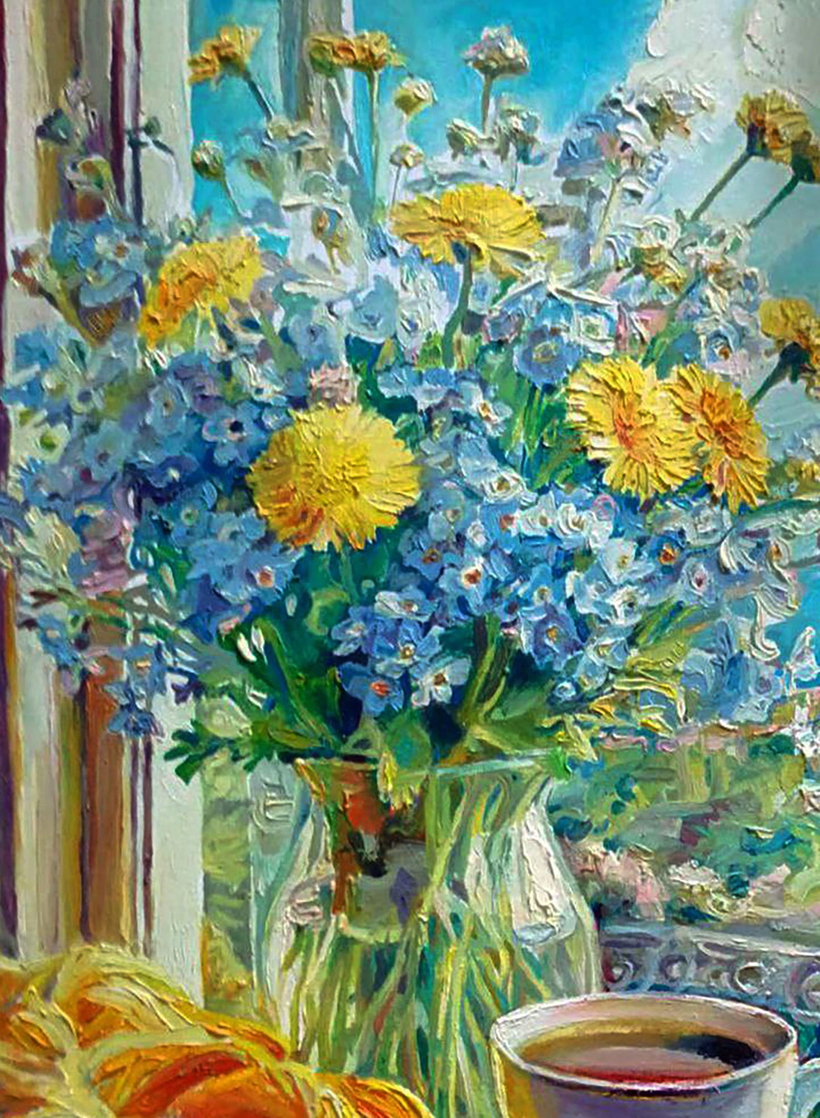Oil painting Morning bouquet in front of the window Elena Yurko - 2