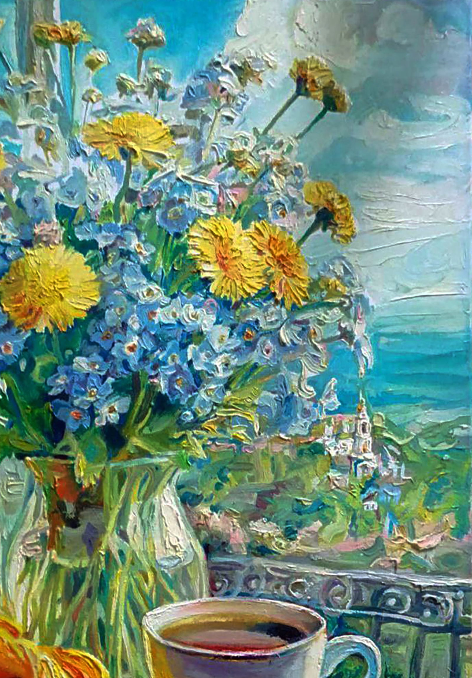 Oil painting Morning bouquet in front of the window Elena Yurko - 3