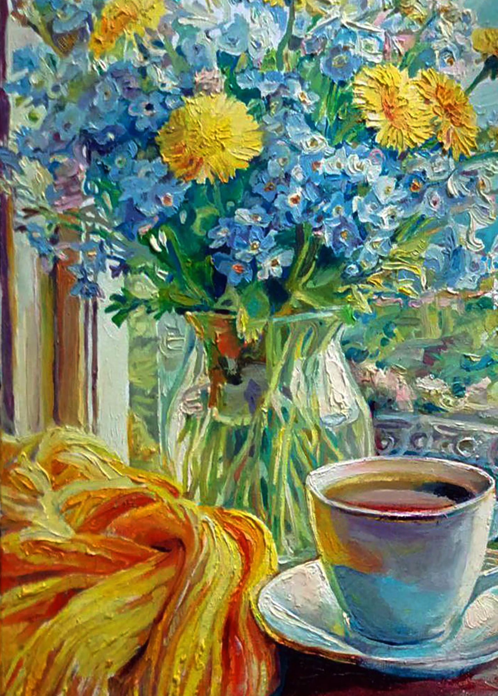 Oil painting Morning bouquet in front of the window Elena Yurko - 4