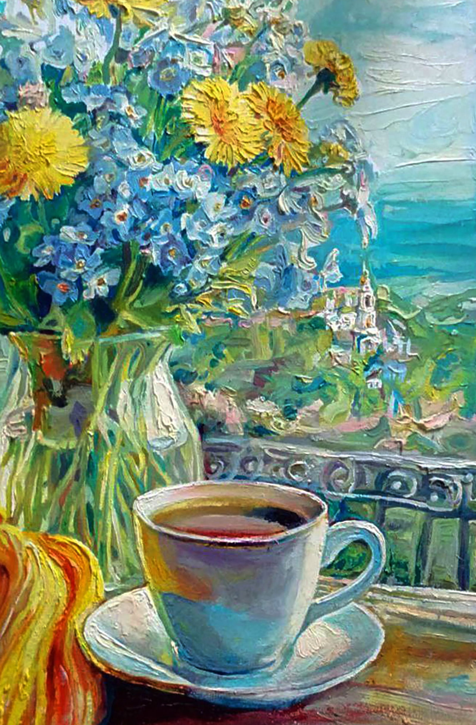 Oil painting Morning bouquet in front of the window Elena Yurko - 5