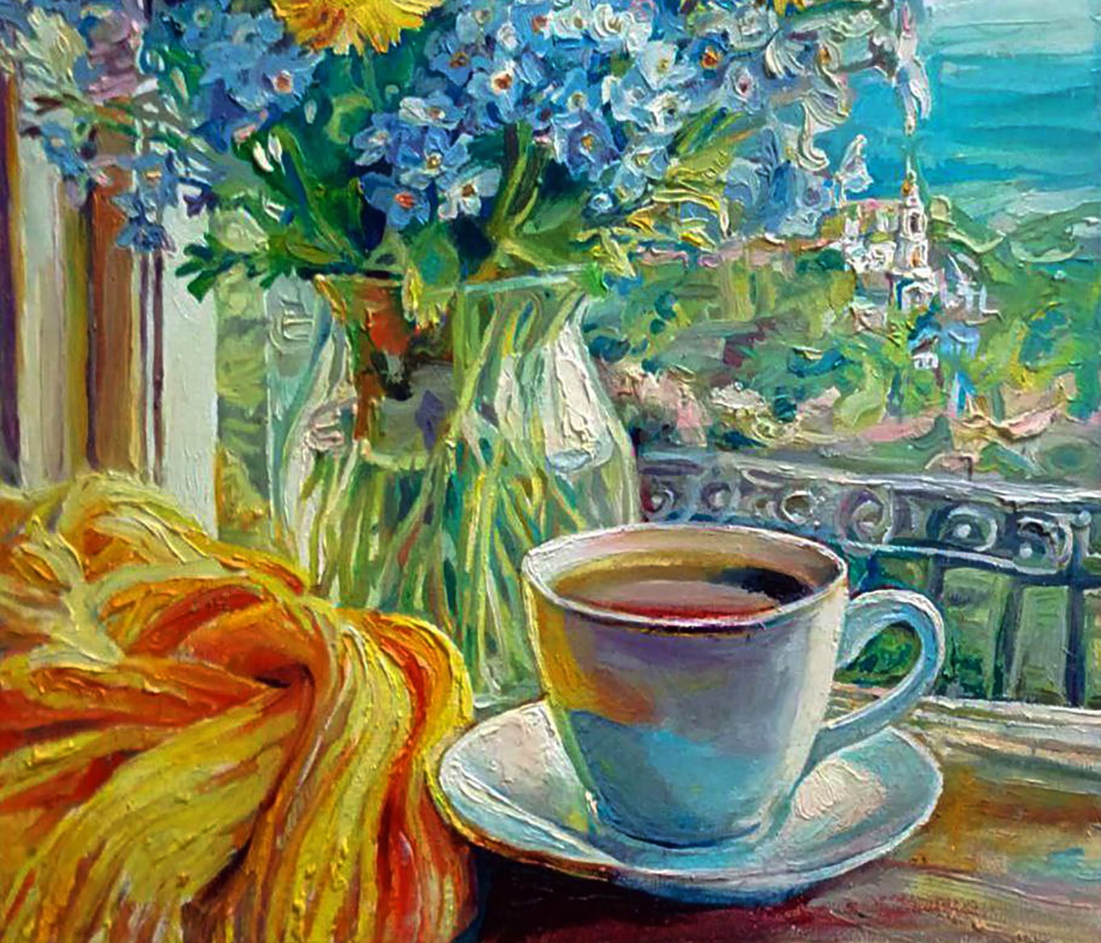 Oil painting Morning bouquet in front of the window Elena Yurko - 6
