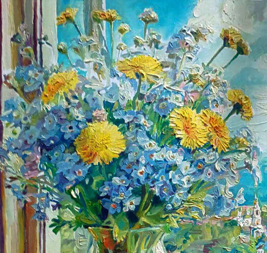 Oil painting Morning bouquet in front of the window Elena Yurko - 8