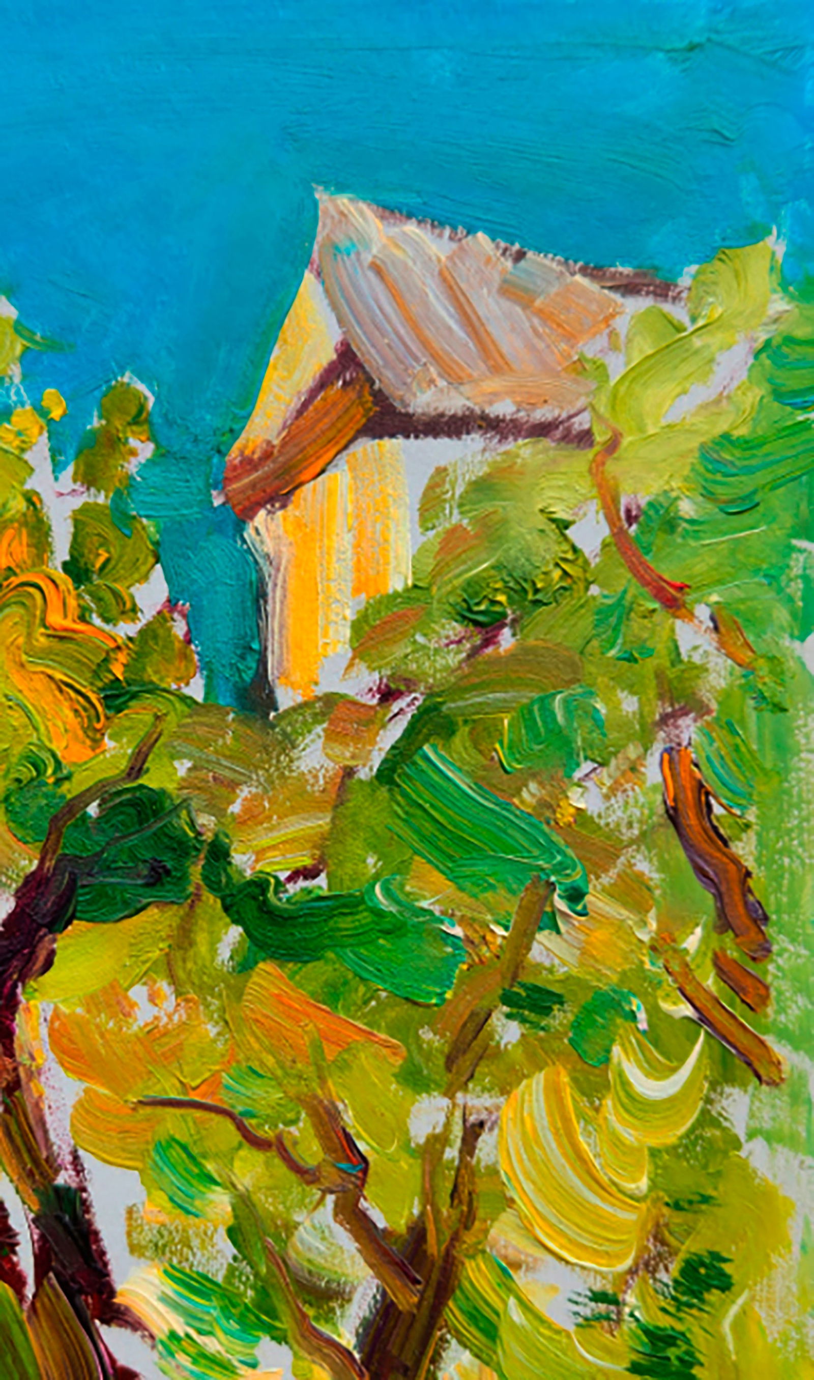 Oil painting Spring in front of the house Yuri Shkrob - 3