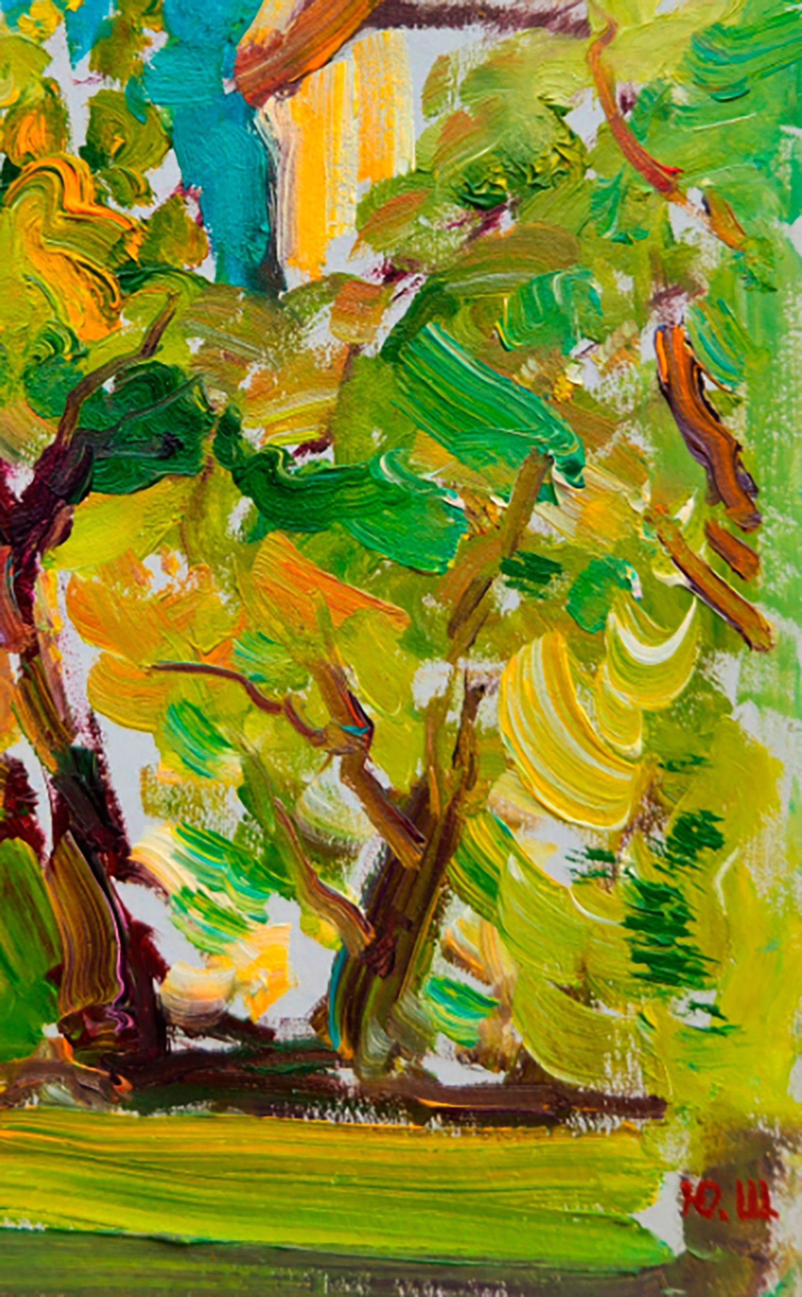 Oil painting Spring in front of the house Yuri Shkrob - 5