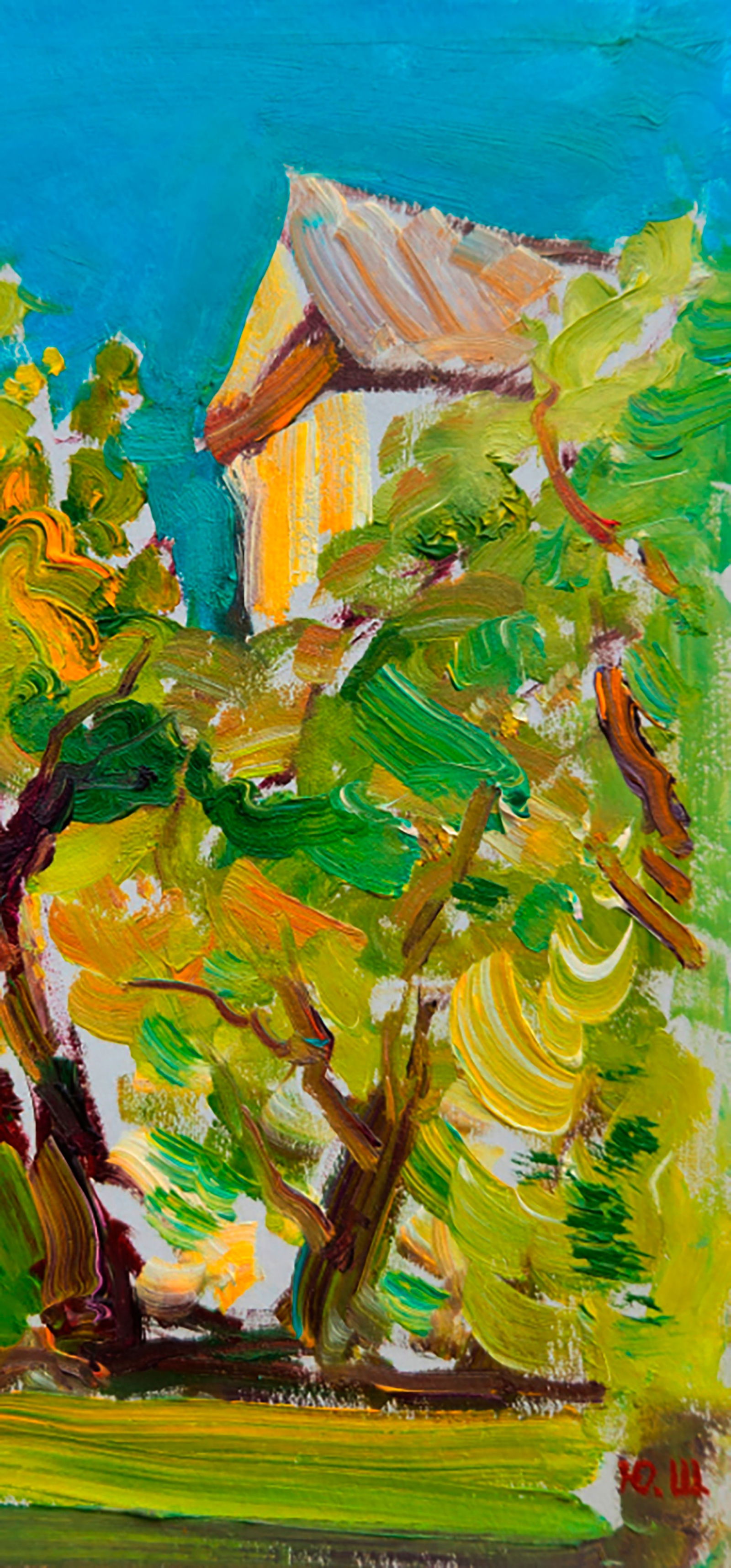 Oil painting Spring in front of the house Yuri Shkrob - 8