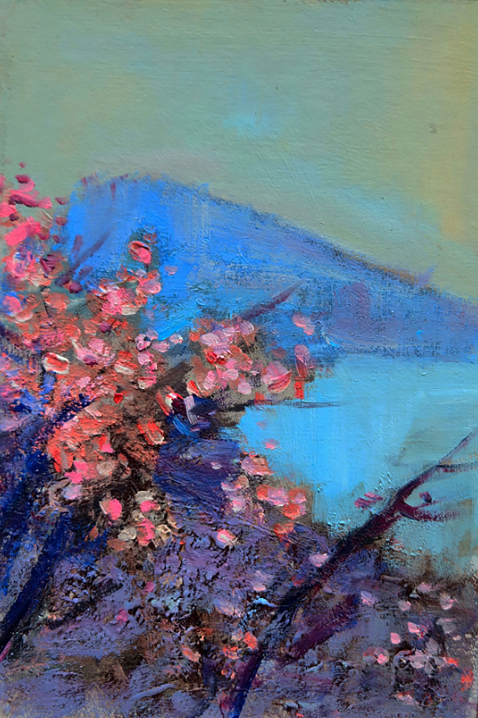 Oil painting Spring in the mountains Yuri Shkrob: Title: Oil painting Spring in the mountains Yuri Shkrob Description: 3SHKR Painter: Yuri Shkrob Size: 18?13 cm/7.08x5.11 inches Components: oil, cardboard Original painting CONDITION: excellent