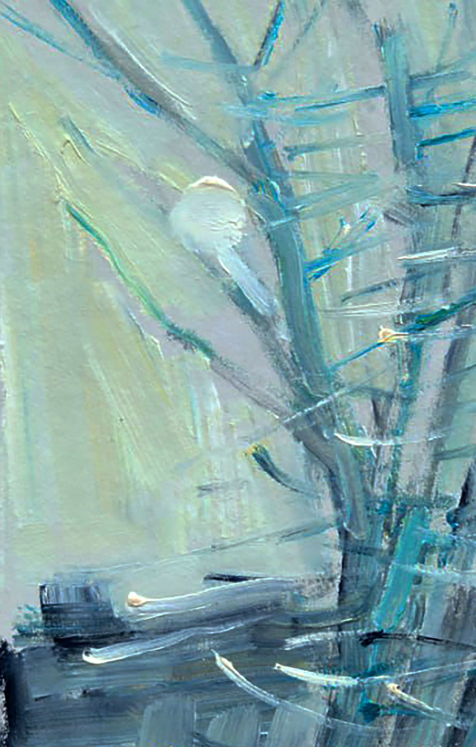 Oil painting Winter twilight in the village Yuri Shkrob - 2