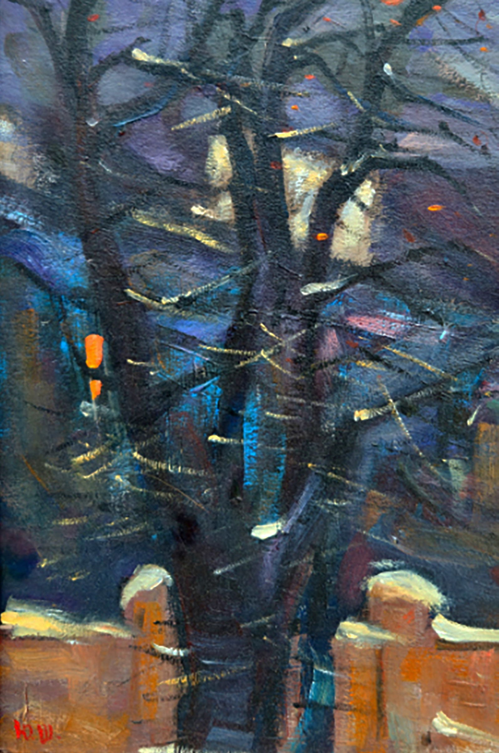 Oil painting Winter evening in the city Yuri Shkrob - 4