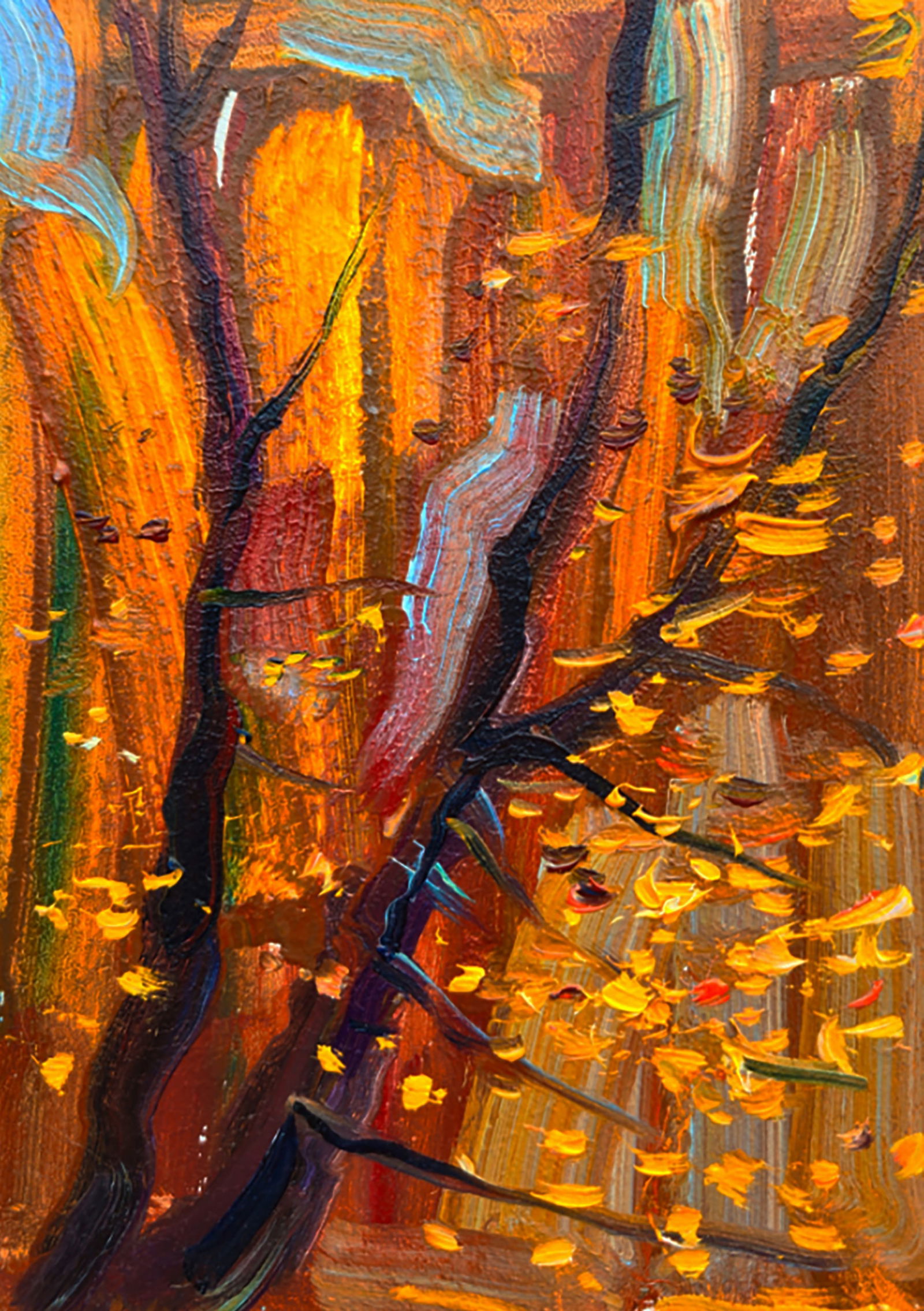 Oil painting Autumn gold in the forest Yuri Shkrob: Title: Oil painting Autumn gold in the forest Yuri Shkrob Description: 15SHKR Painter: Yuri Shkrob Size: 18?13 cm/7.08x5.11 inches Components: oil, cardboard Original painting CONDITION: excellent