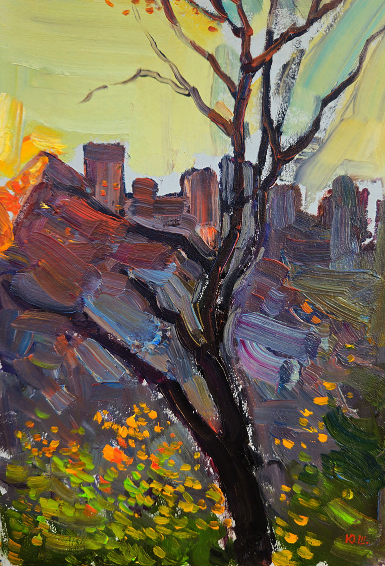 Oil painting View of the evening city Yuri Shkrob (1 of 5)