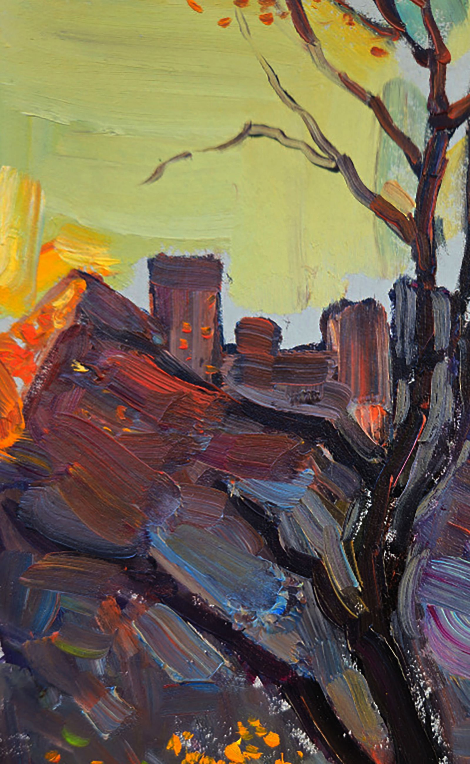 Oil painting View of the evening city Yuri Shkrob - 2