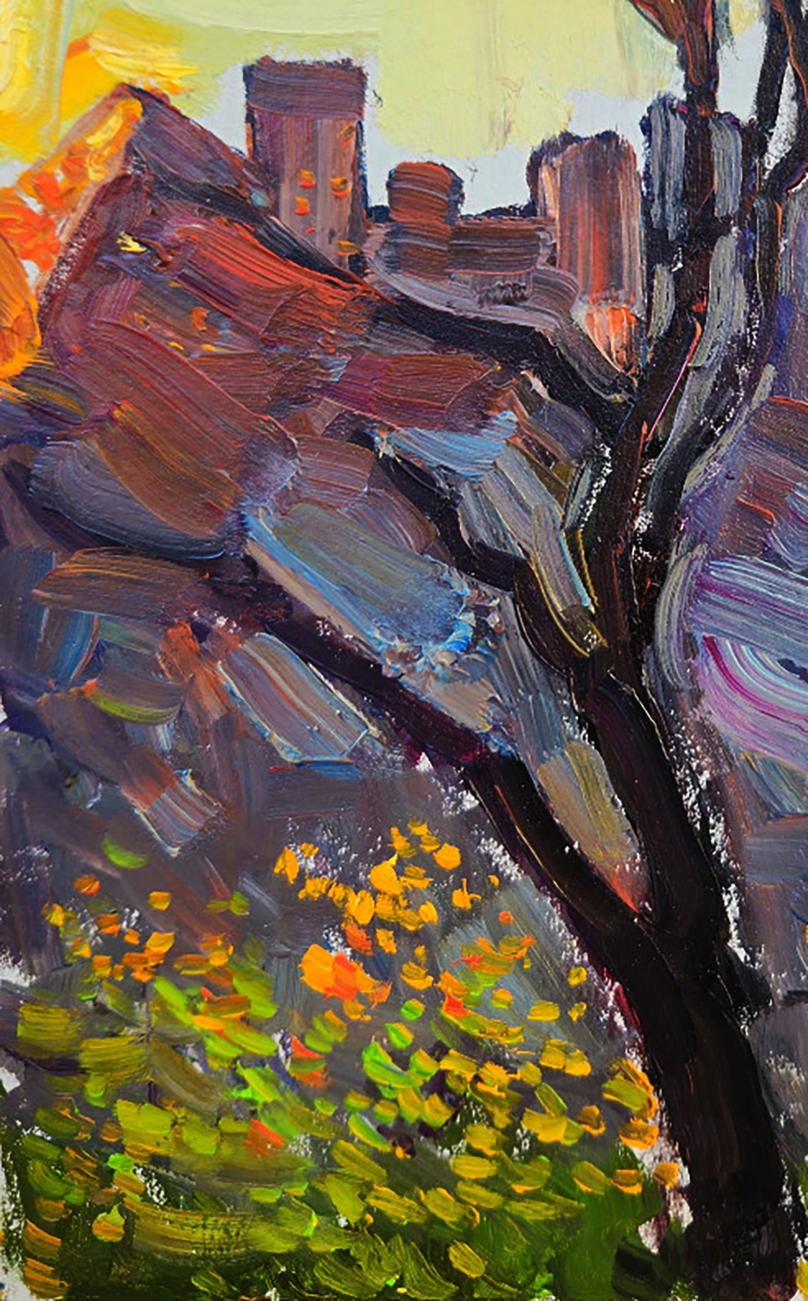 Oil painting View of the evening city Yuri Shkrob - 4