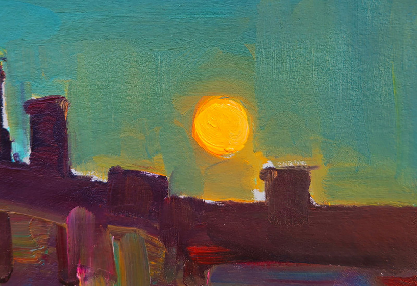 Oil painting Moon over the old town Yuri Shkrob - 5