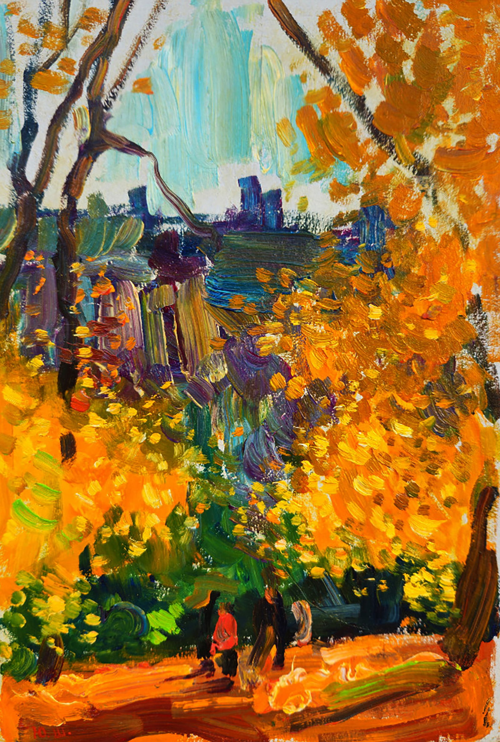 Oil painting Autumn mood in the Forest Yuri Shkrob: Title: Oil painting Autumn mood in the Forest Yuri Shkrob Description: 23SHKR Painter: Yuri Shkrob Size: 18?13 cm/7.08x5.11 inches Components: oil, cardboard Original painting CONDITION: excellent ART