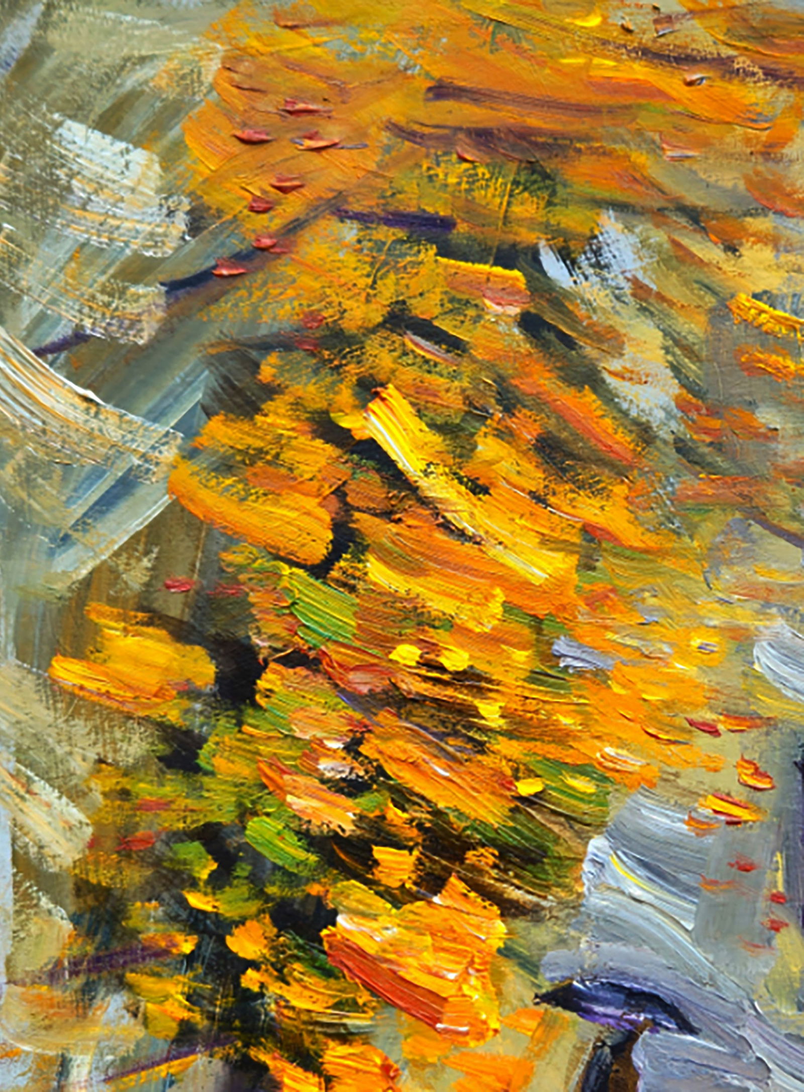 Oil painting Autumn mood in the town Yuri Shkrob - 2