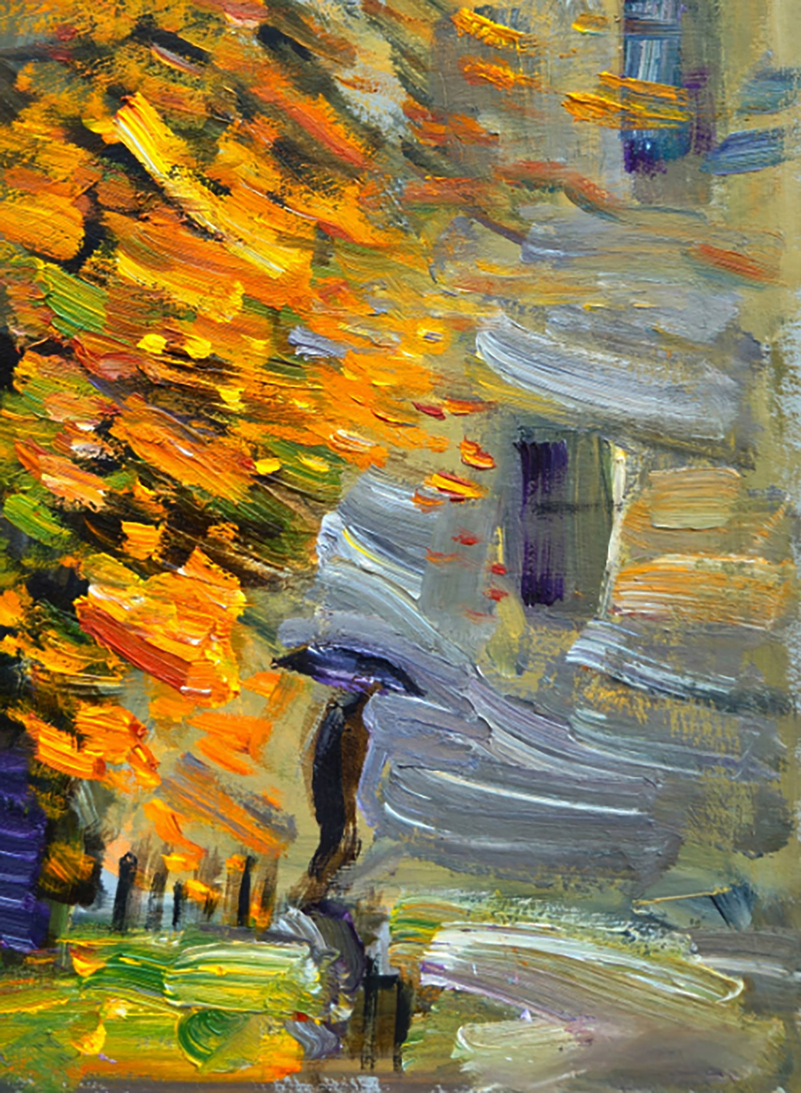 Oil painting Autumn mood in the town Yuri Shkrob - 5