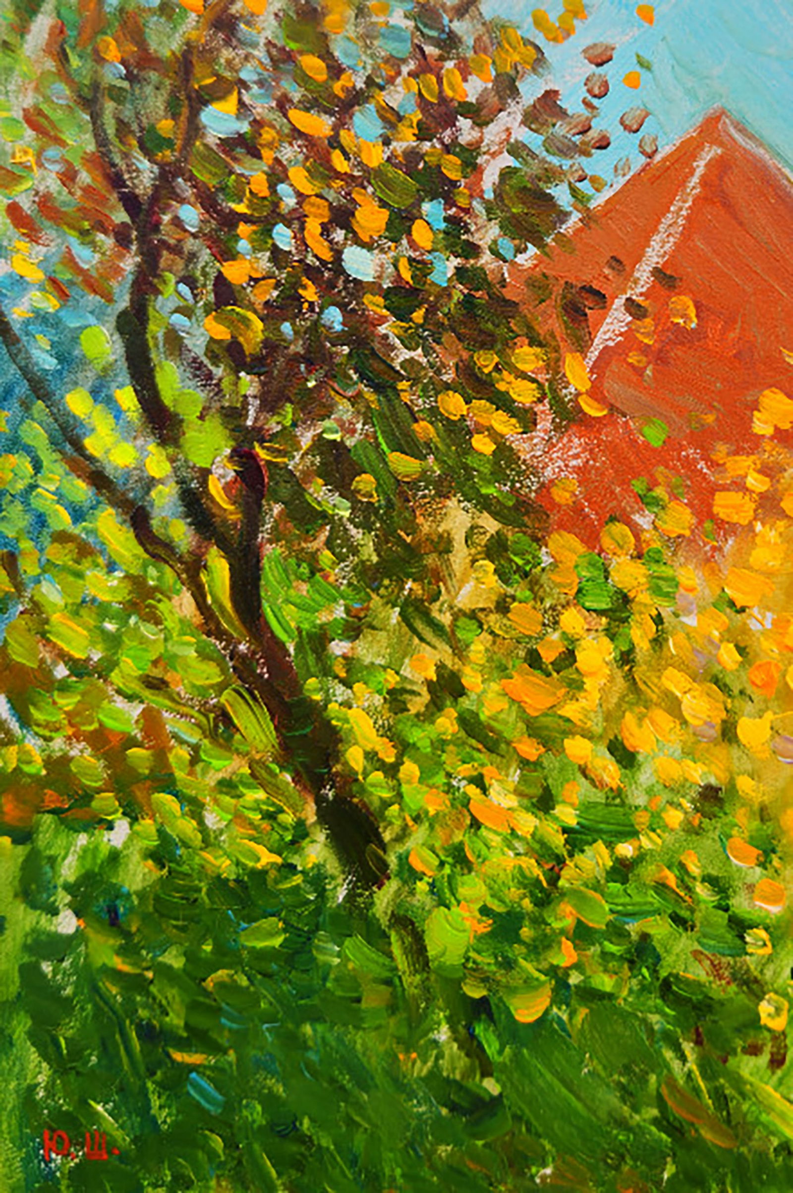 Oil painting An autumn day in the village Yuri Shkrob - 4