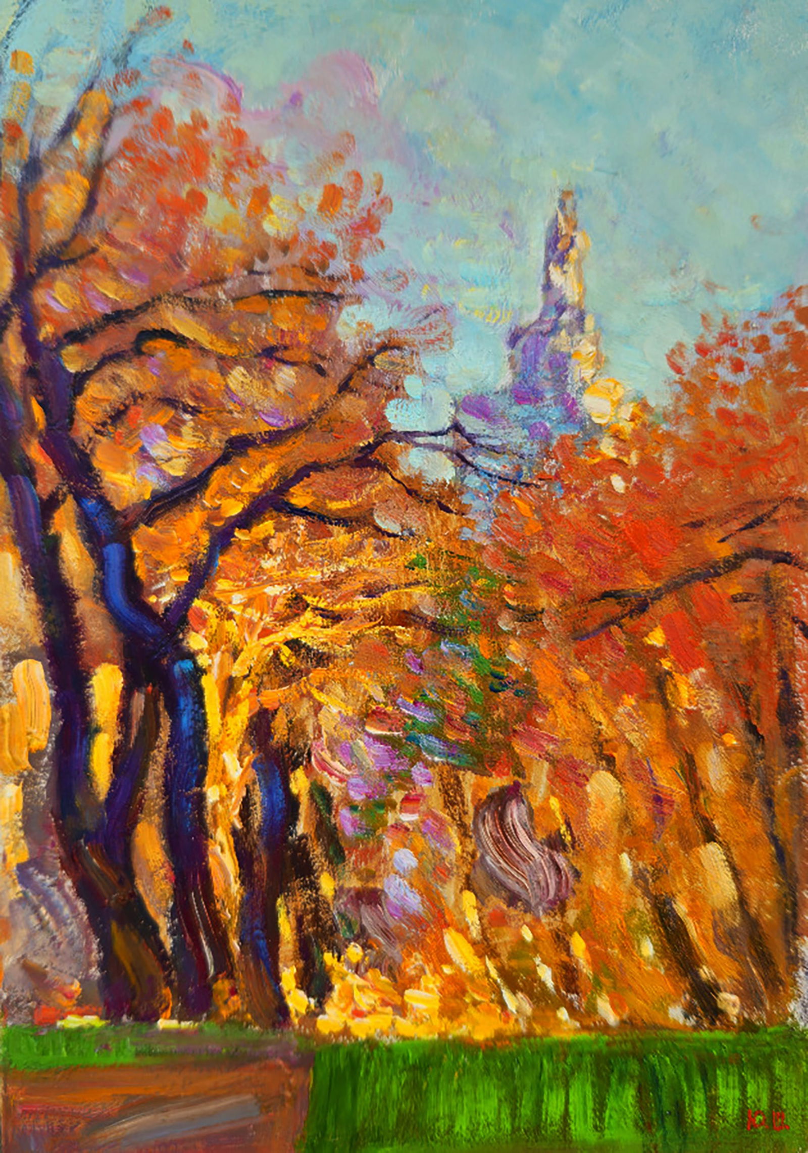 Oil painting Autumn in the Golden Park Yuri Shkrob: Title: Oil painting Autumn in the Golden Park Yuri Shkrob Description: 29SHKR Painter: Yuri Shkrob Size: 18?13 cm/7.08x5.11 inches Components: oil, cardboard Original painting CONDITION: excellent ART