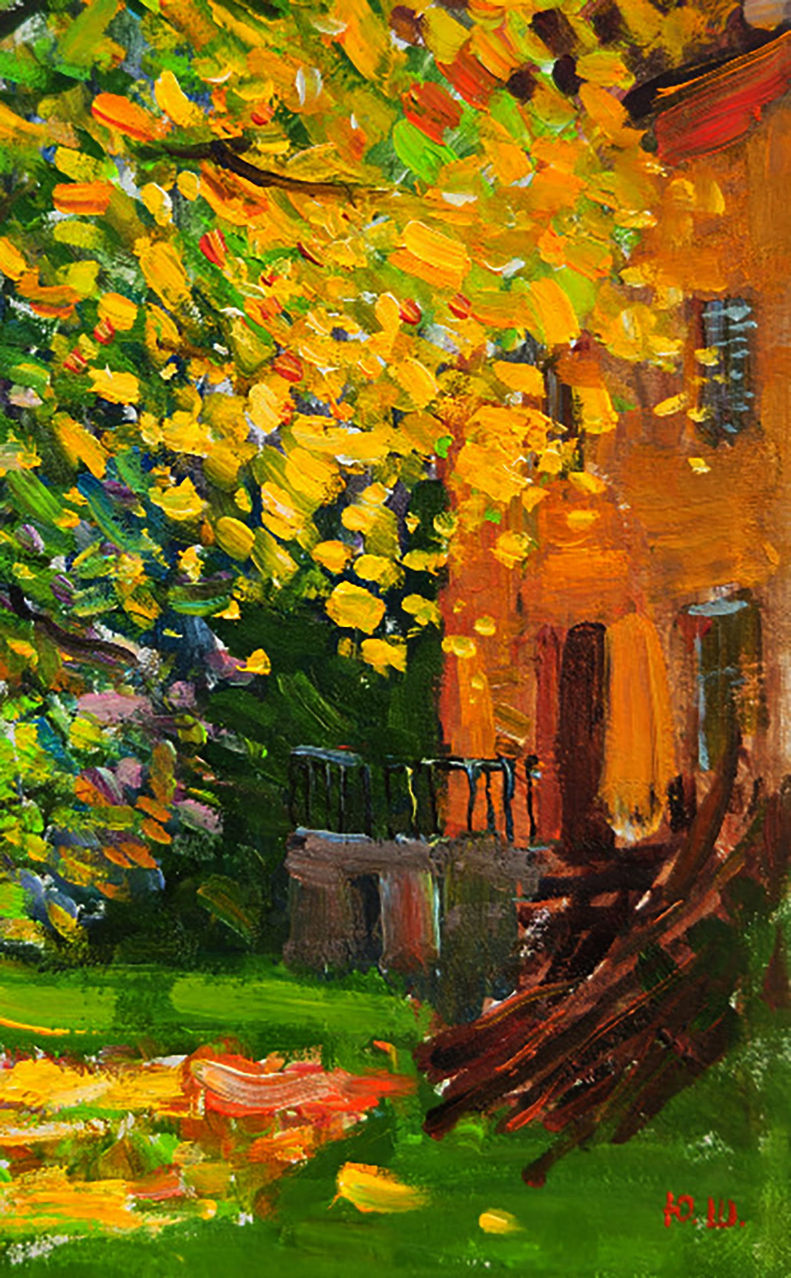 Oil painting Autumn Garden in Front of the House Yuri Shkrob - 5