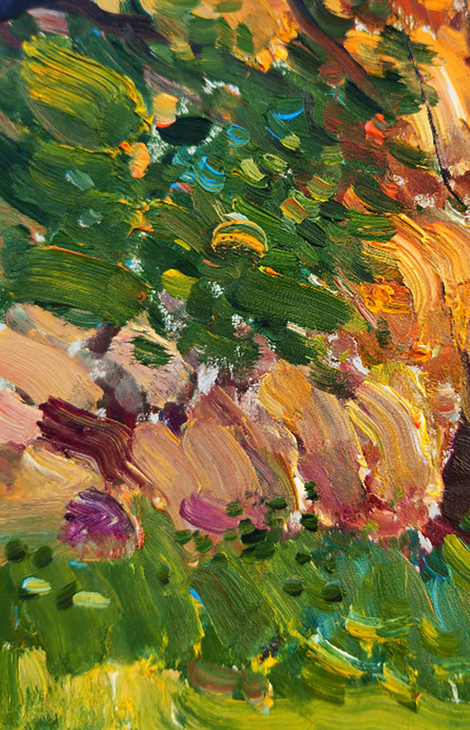 Oil painting An old tree in the park Yuri Shkrob - 4