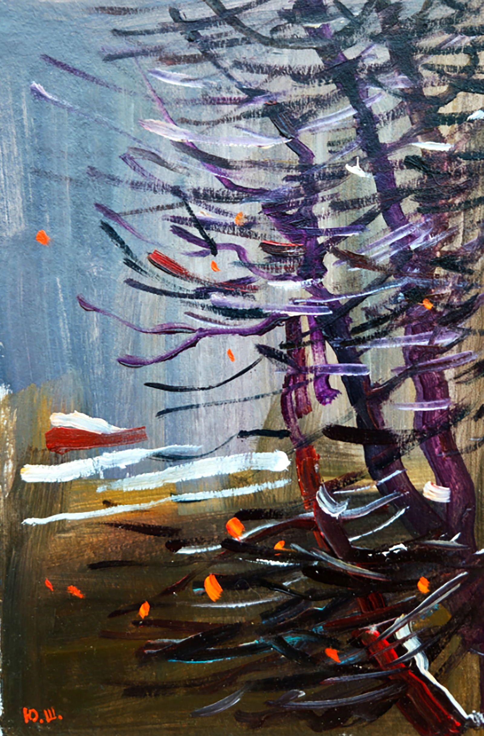 Oil painting Cloudy day before the walk Yuri Shkrob: Title: Oil painting Cloudy day before the walk Yuri Shkrob Description: 38SHKR Painter: Yuri Shkrob Size: 18?13 cm/7.08x5.11 inches Components: oil, cardboard Original painting CONDITION: excellent