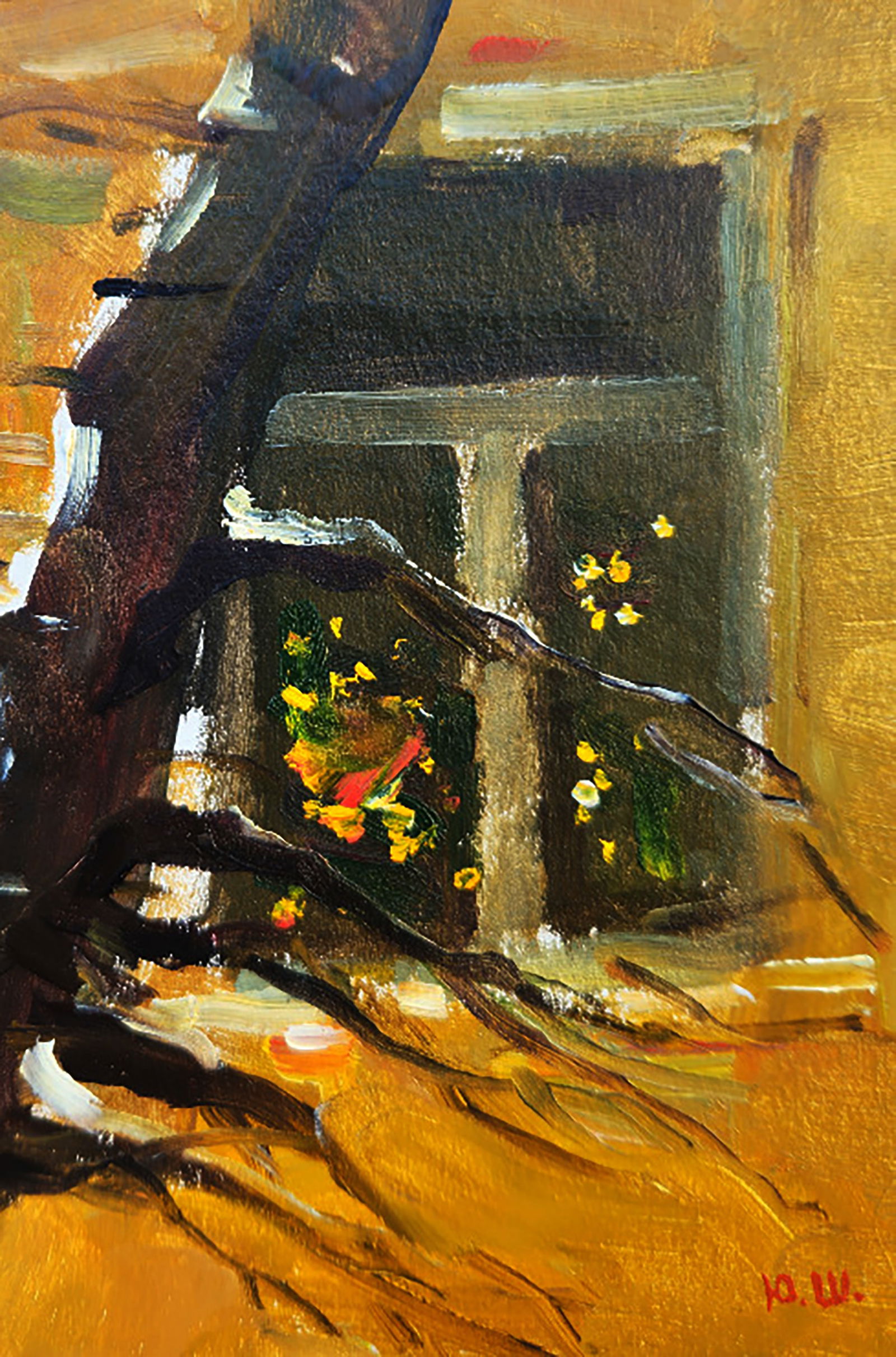 Oil painting Christmas in front of the house Yuri Shkrob - 5