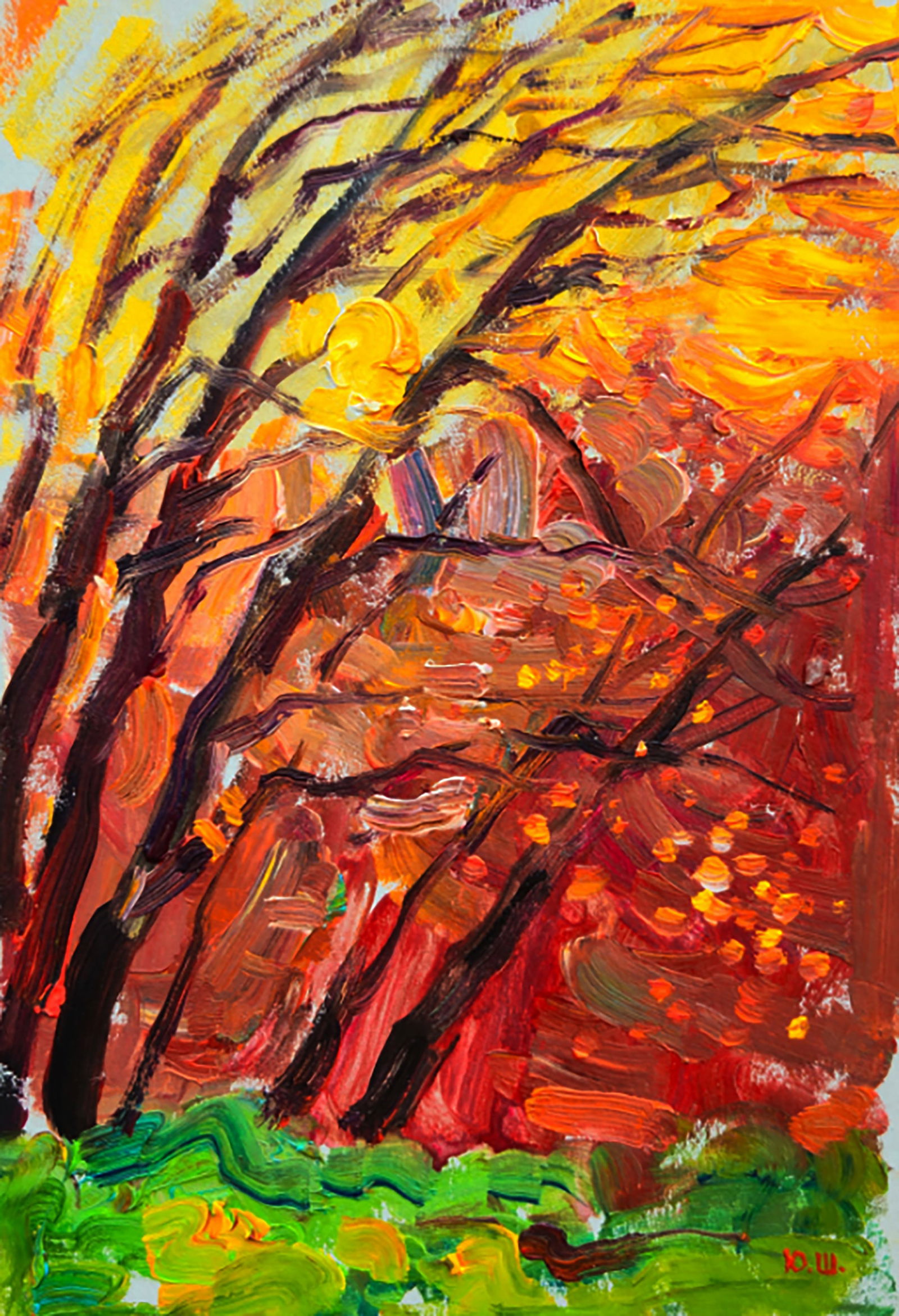 Oil painting The sun of the fading day Yuri Shkrob: Title: Oil painting The sun of the fading day Yuri Shkrob Description: 51SHKR Painter: Yuri Shkrob Size: 18?13 cm/7.08x5.11 inches Components: oil, cardboard Original painting CONDITION: excellent