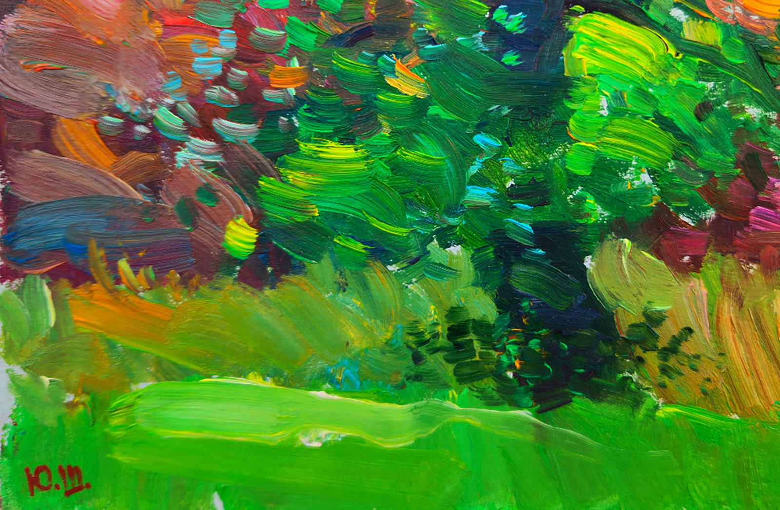 Oil painting A walk in the summer park Yuri Shkrob - 4