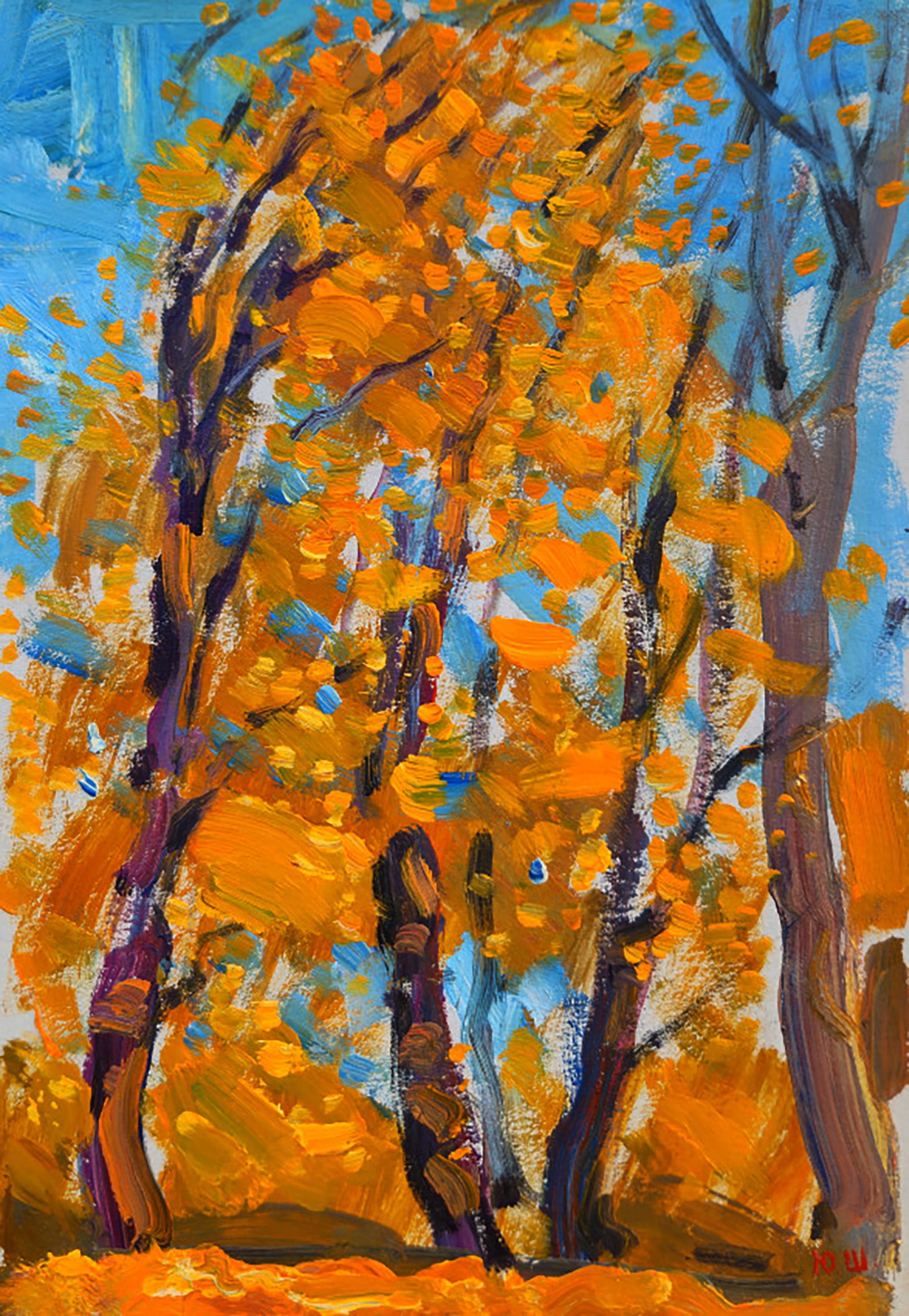 Oil painting A warm autumn day Yuri Shkrob: Title: Oil painting A warm autumn day Yuri Shkrob Description: 60SHKR Painter: Yuri Shkrob Size: 18?13 cm/7.08x5.11 inches Components: oil, cardboard Original painting CONDITION: excellent ARTIST: Yur