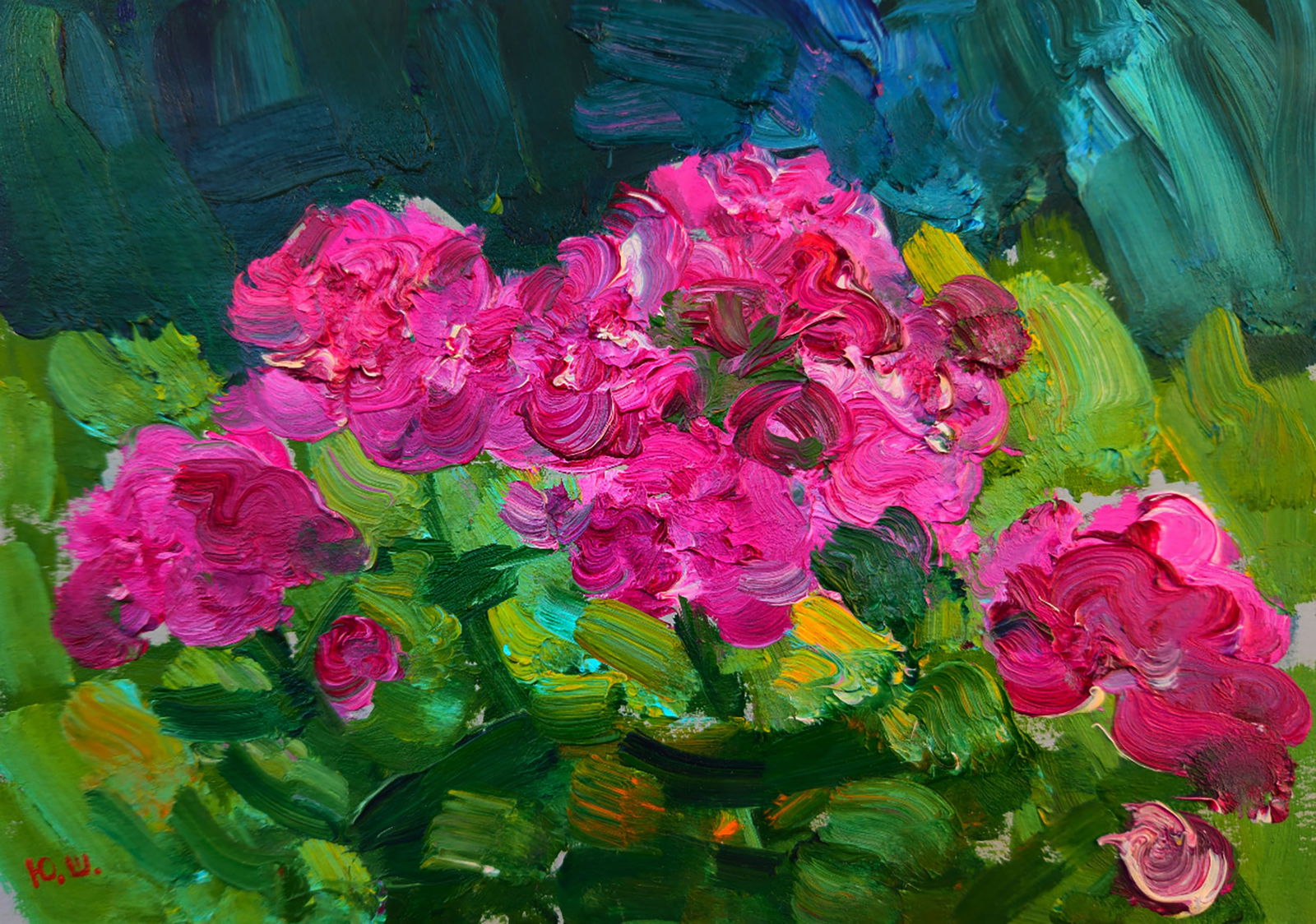 Oil painting Flowers in the Morning Garden Yuri Shkrob (1 of 5)