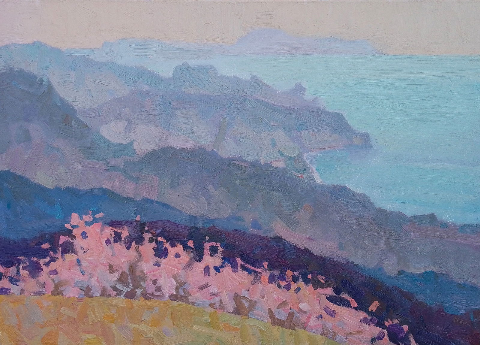 Oil painting Mountain daylight Igor Tuzhikov: Title: Oil painting Mountain daylight Igor Tuzhikov Description: 7TUZHIK Painter: Igor Tuzhikov Size: 24x35 cm/9.44x13.77 inches Components: oil, cardboard Original painting CONDITION: excellent ARTIS