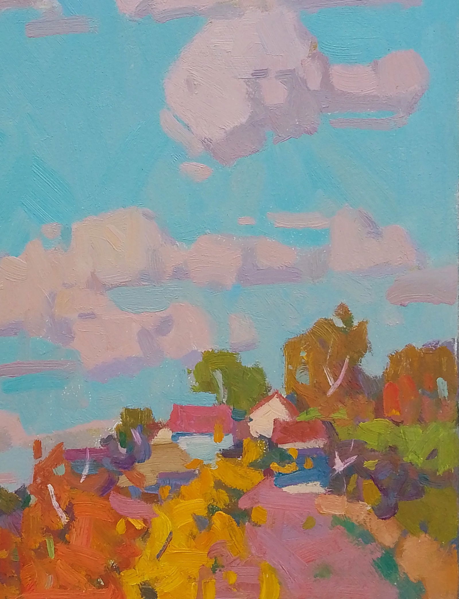 Oil painting Autumn village in the distance Igor Tuzhikov - 2