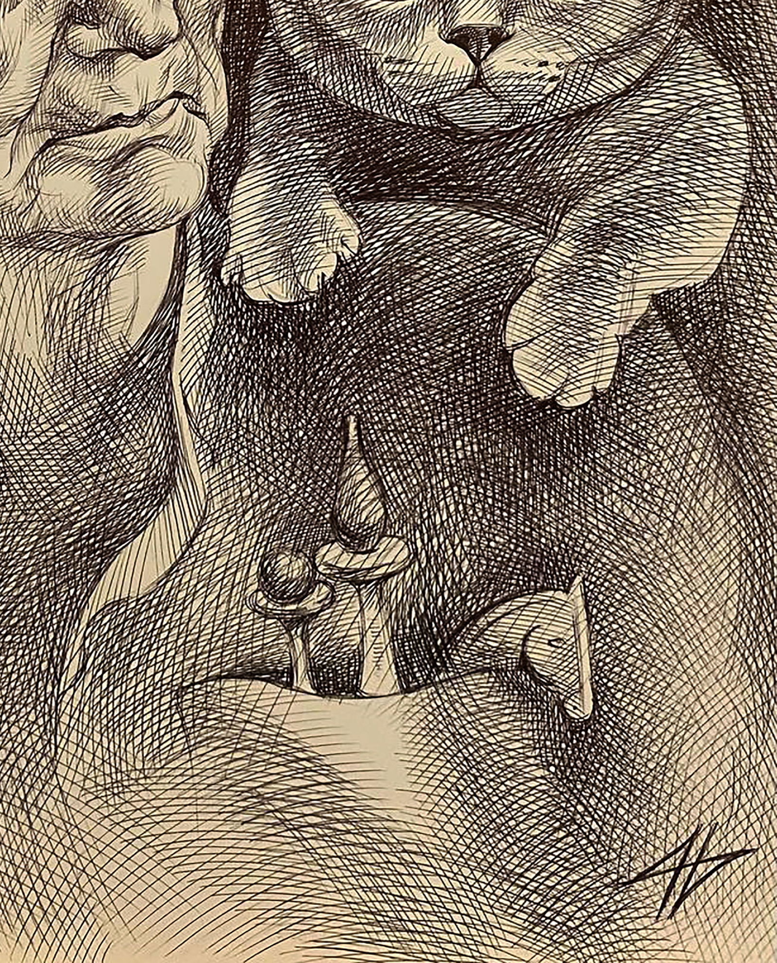 Pen painting Young chess player Natalia Bulat - 5