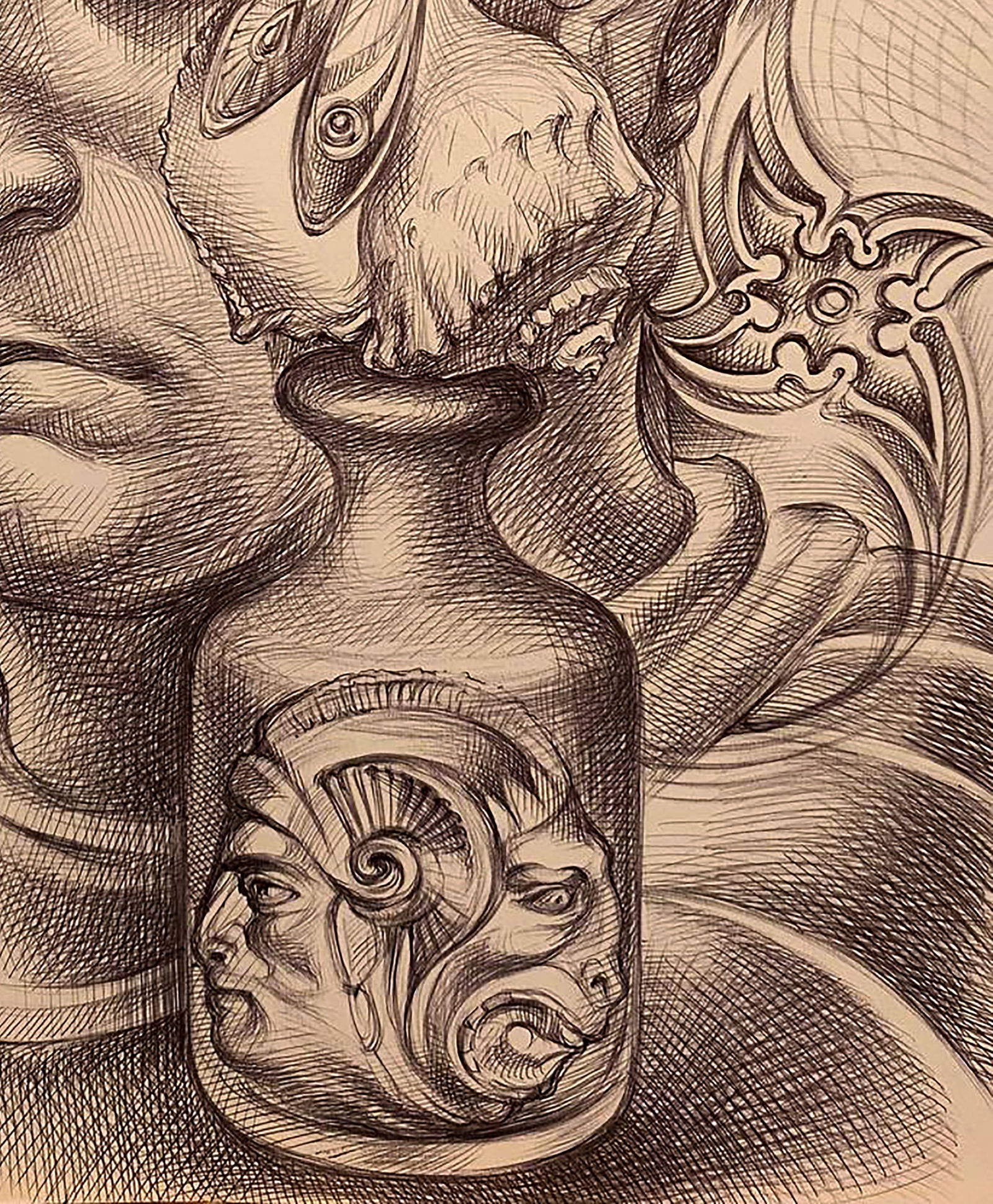 Pen painting Thoughtful look Natalia Bulat - 5