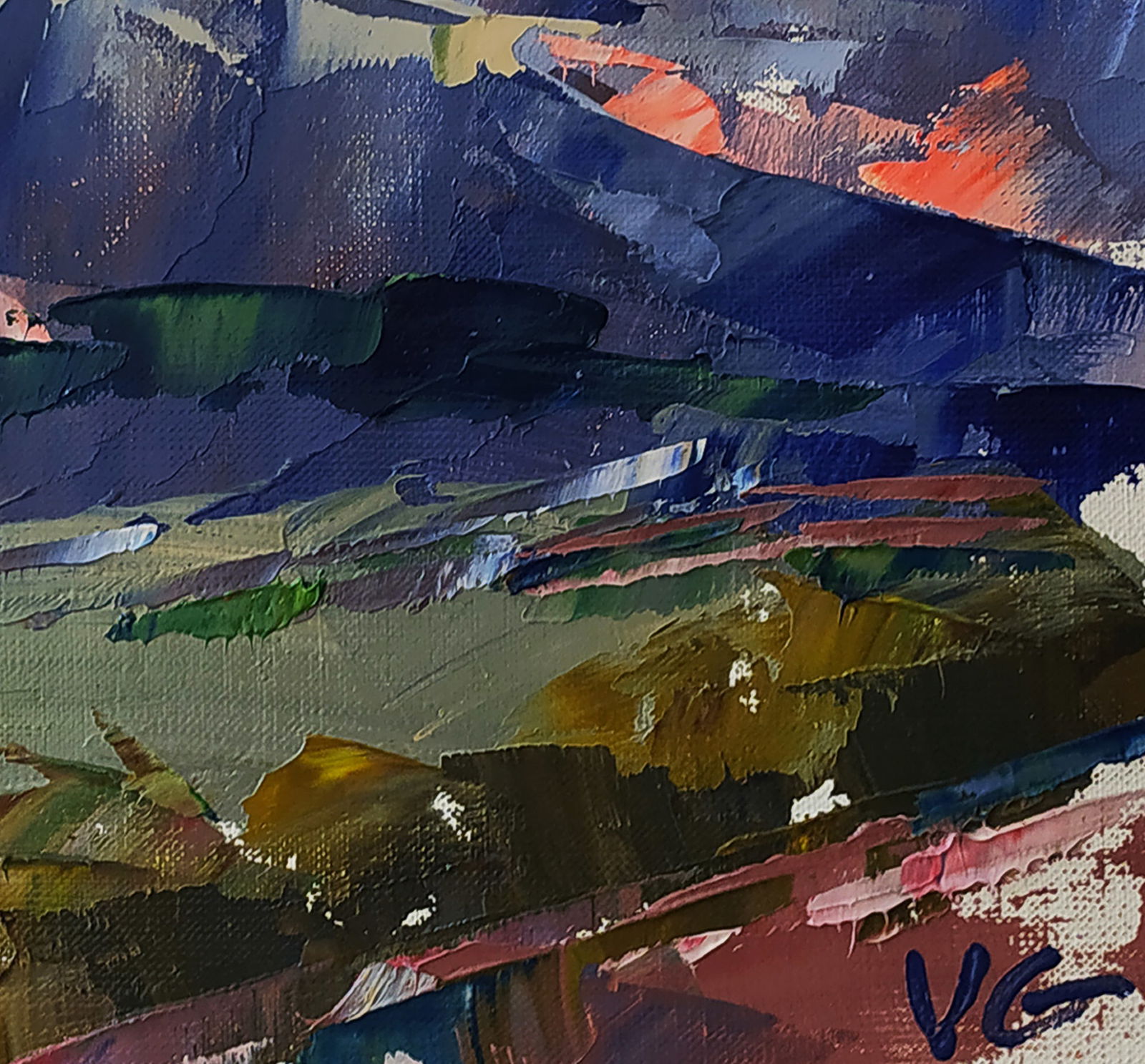 Oil painting Mountain sunset Volodymyr Gluhomanyuk - 6