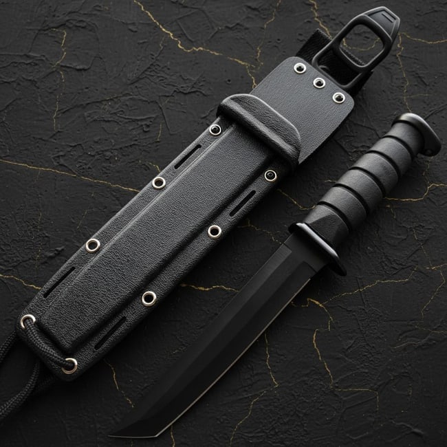 KA-BAR Style Tactical Survival Knife 12" Fixed Blade Half Serrated with Sheath: Title:KA-BAR Style Tactical Survival Knife 12" Fixed Blade Half Serrated with SheathDescription:This Snake Eye tactical fixed blade knife is a versatile tool designed for outdoor, hunting, fishing, an