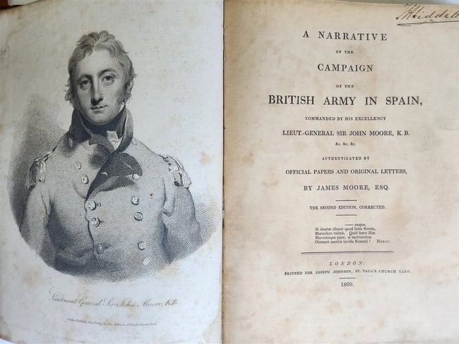 1809 NARRATIVE of CAMPAIGN of BRITISH ARMY in SPAIN antique ILLUSTRATED w/MAPS: Title: 1809 NARRATIVE of CAMPAIGN of BRITISH ARMY in SPAIN antique ILLUSTRATED w/MAPSDescription: Moore, James.A Narrative of the Campaign of the British Army in Spain.London, 1809Engraved frontispiec
