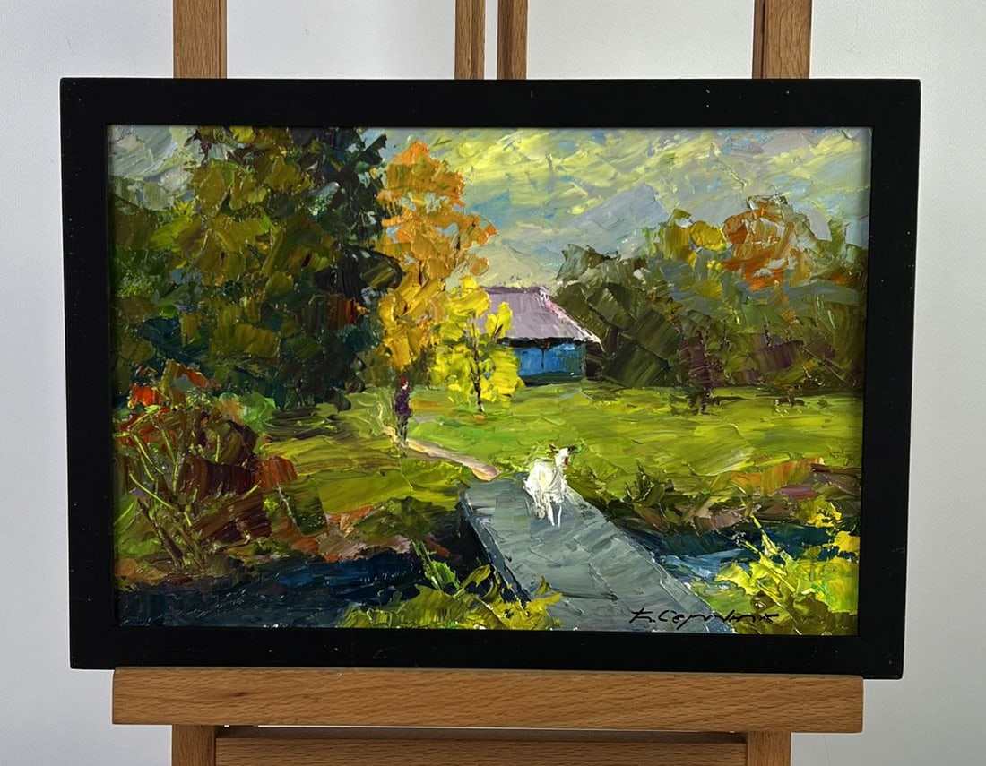 Oil painting A village among the autumn forest Boris Serdyuk: Title: Oil painting A village among the autumn forest Boris Serdyuk Description: No.AAA6382 *** ABOUT THIS PAINTING *** * TITLE: "A village among the autumn forest" * ARTISTS: Boris Serdyuk * SIZE: